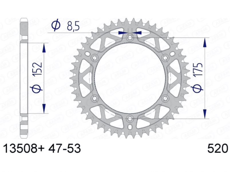 1074474001 Corona Afam alluminio Z48 Yamaha YZ 125 / 250