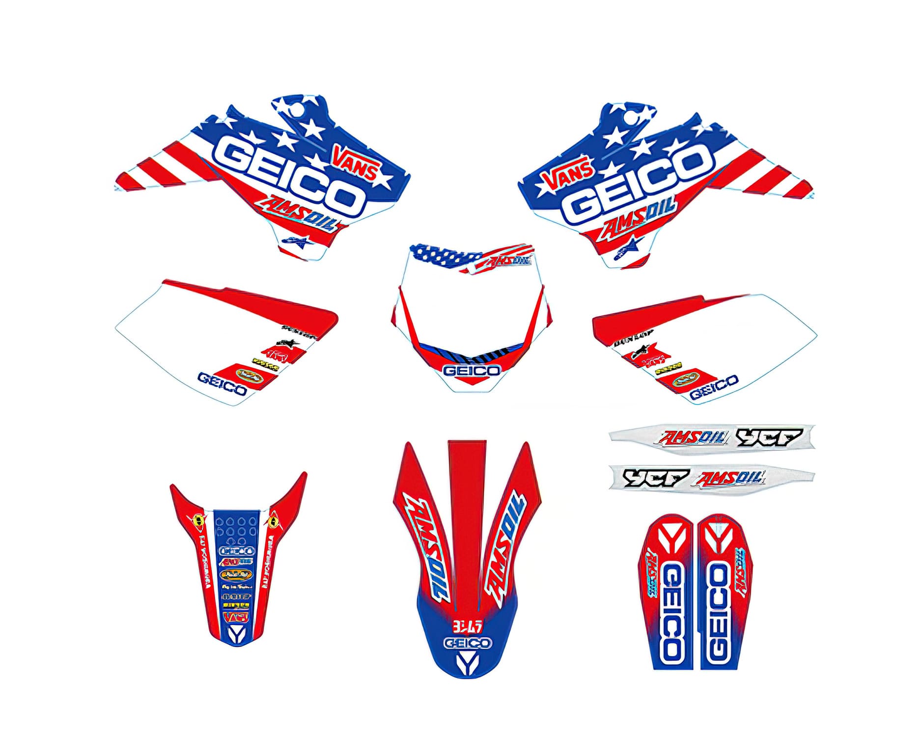 KD15-GEICO-RD Deco Kit Geico Pit Bike YCF Factory SP3 2015