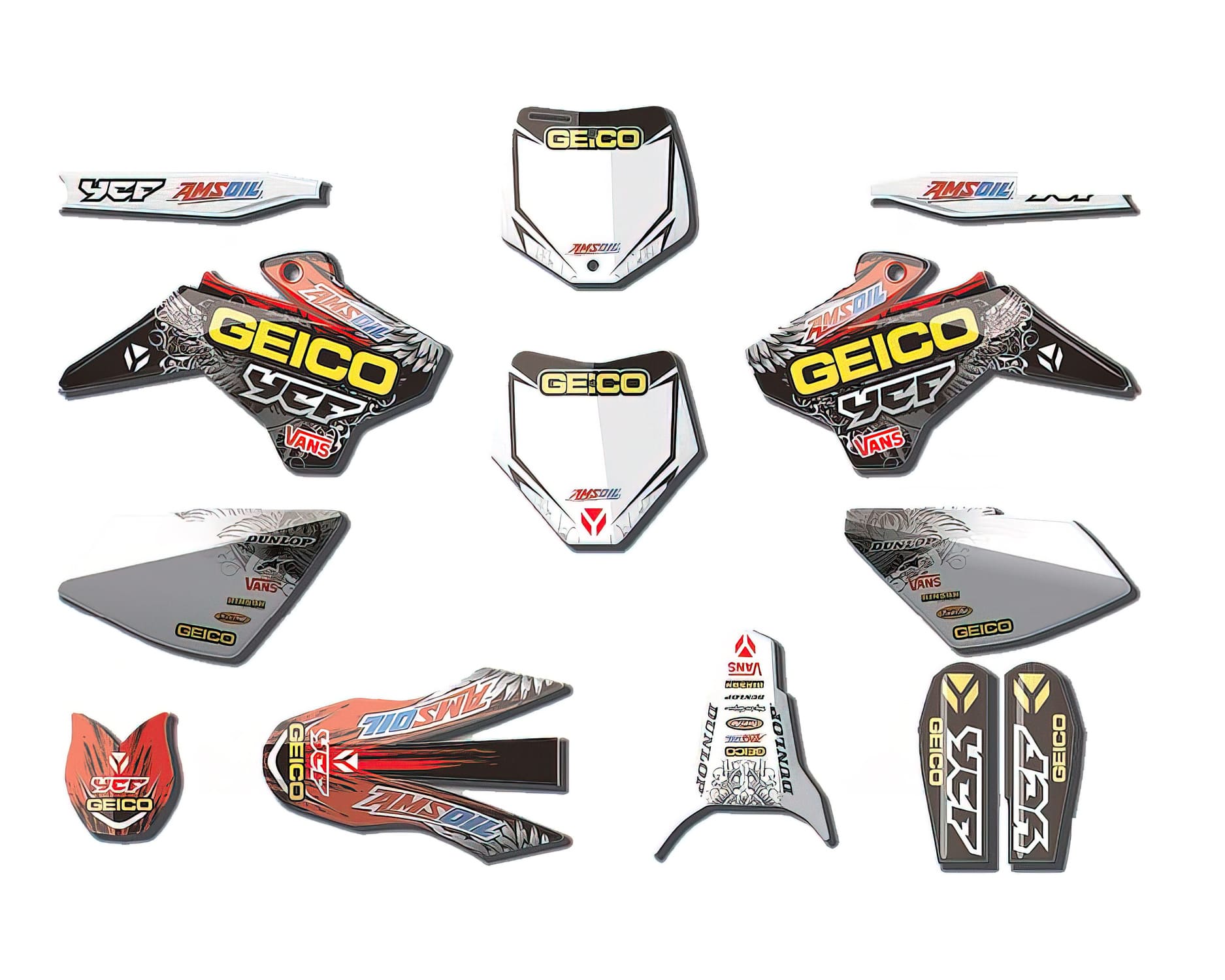 KD17-GEICO-01 Kit Deco Geico Pit Bike Start 2008-2017 / Pilot 2013-2015/ Factory 2012-2015