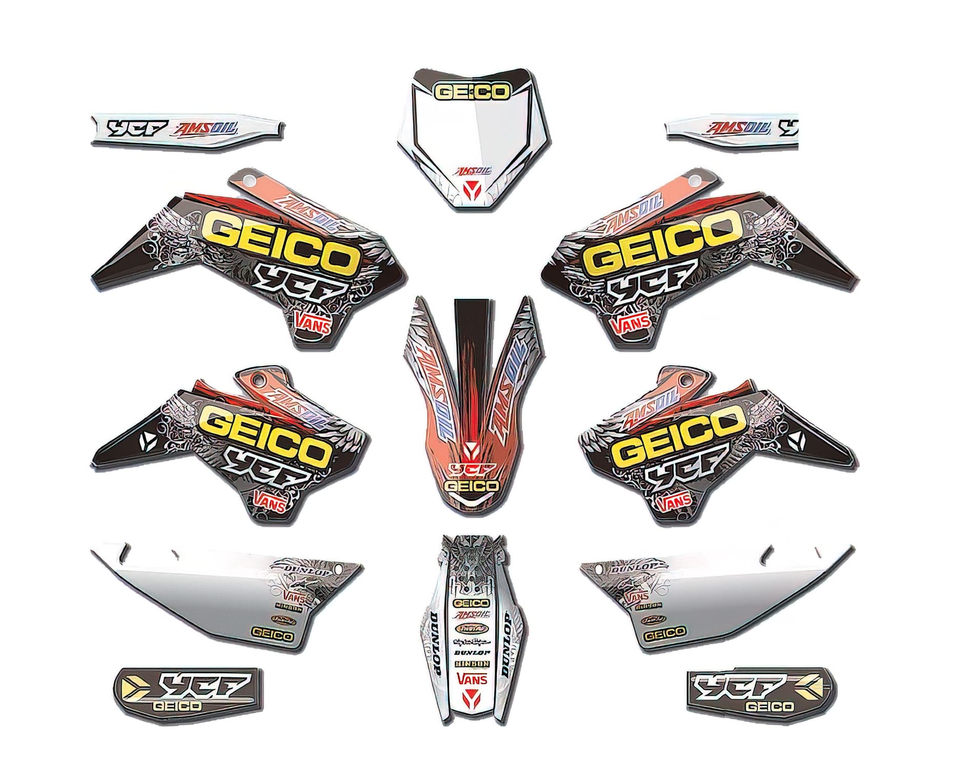 KD17-GEICO-02 Deco Kit Geico Pit Bike YCF Pilot 2016-2017/ Factory 2016-2017