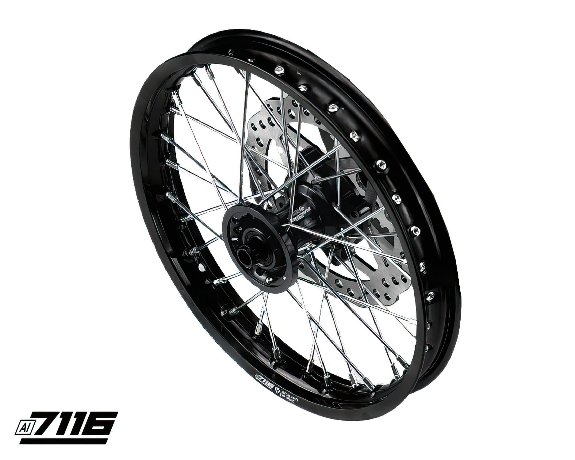 YCF-110-06012/BK 12" Aluminum Front Wheel - Black CNC Hub with Disc YCF Factory Pit Bike