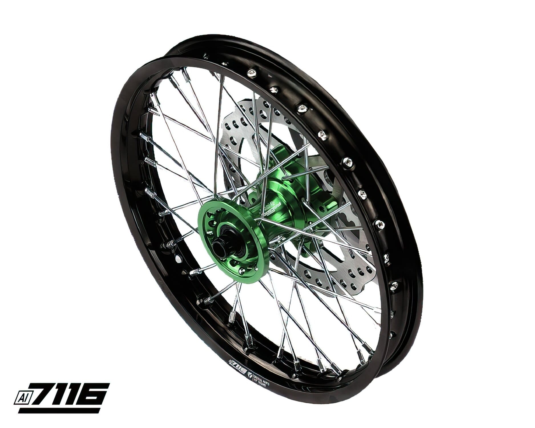 YCF-110-06012/GR 12" Aluminum Front Wheel - Green CNC Hub with Disc YCF Factory Pit Bike