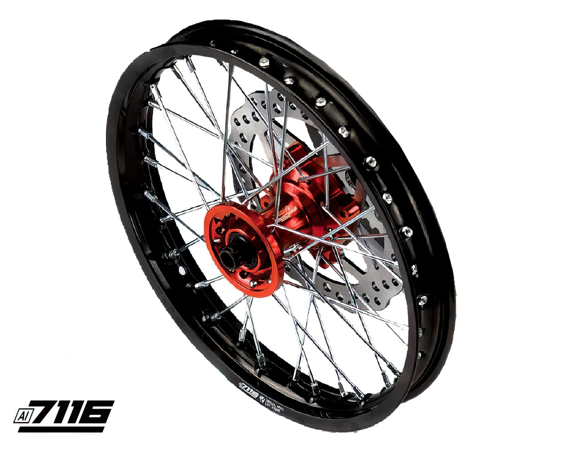 YCF-110-0601-36/OR Front Wheel Aluminum 1.4x14" - CNC Hub 2018 Orange with Disc YCF Factory Pit Bike