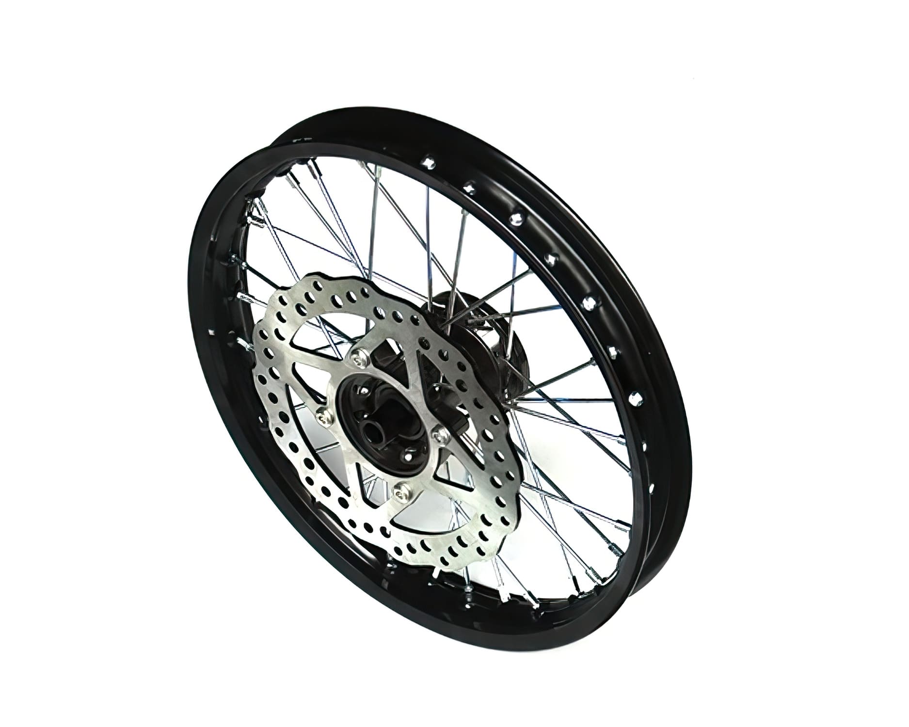 YCF-110-0601-5C/BK Ruota anteriore alluminio 1.4x14" - mozzo CNC nero con disco YCF Factory Pit Bike