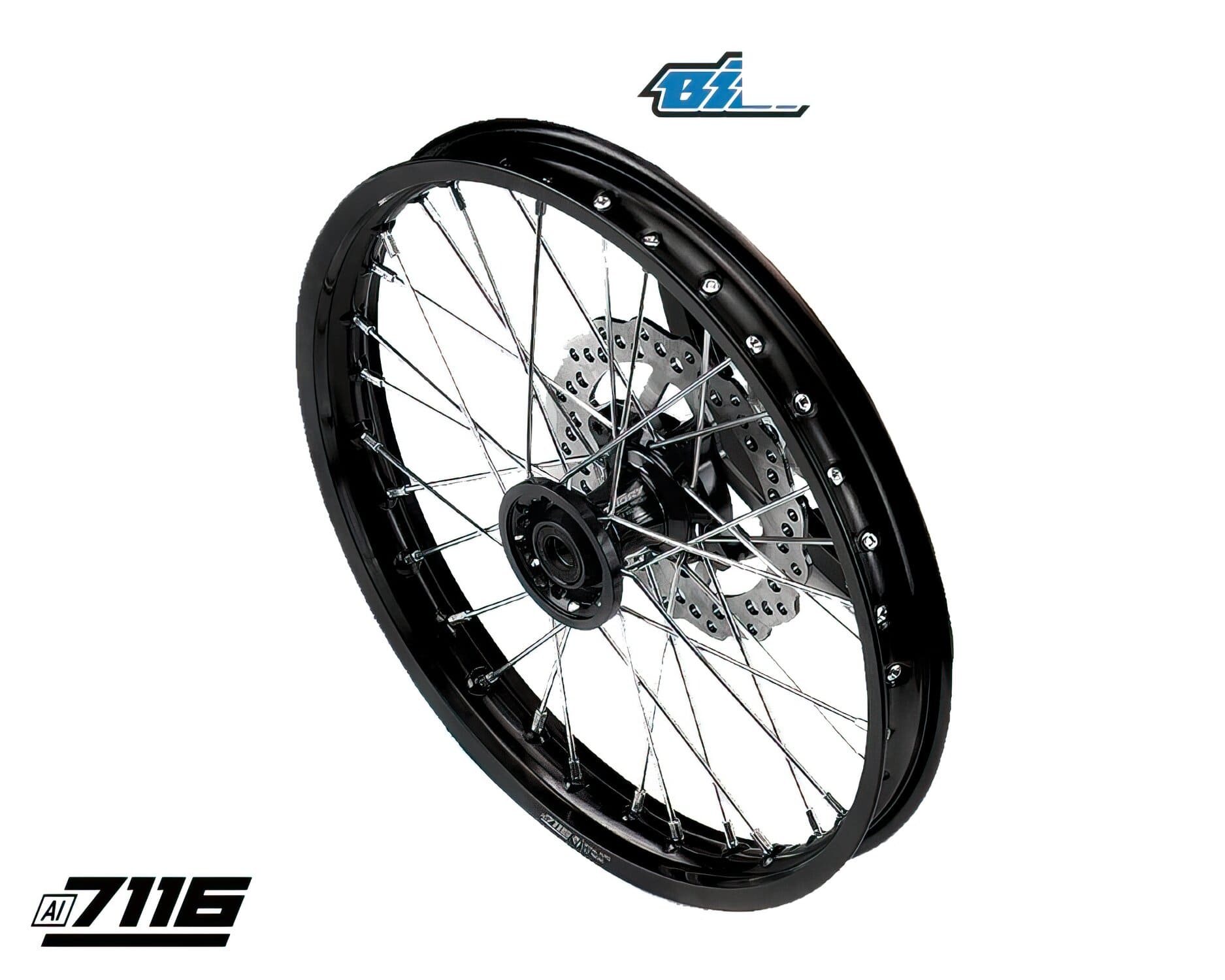 YCF-110-0601-98/BK Front Wheel Aluminum 1.6x17" - Black CNC Hub with Disc YCF Factory Pit Bike