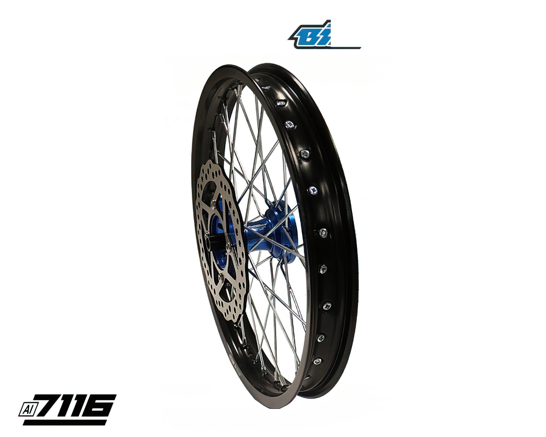 YCF-110-0601-98/BL Front Wheel Aluminum 1.6x17" - Blue CNC Hub with Disc YCF Factory Pit Bike