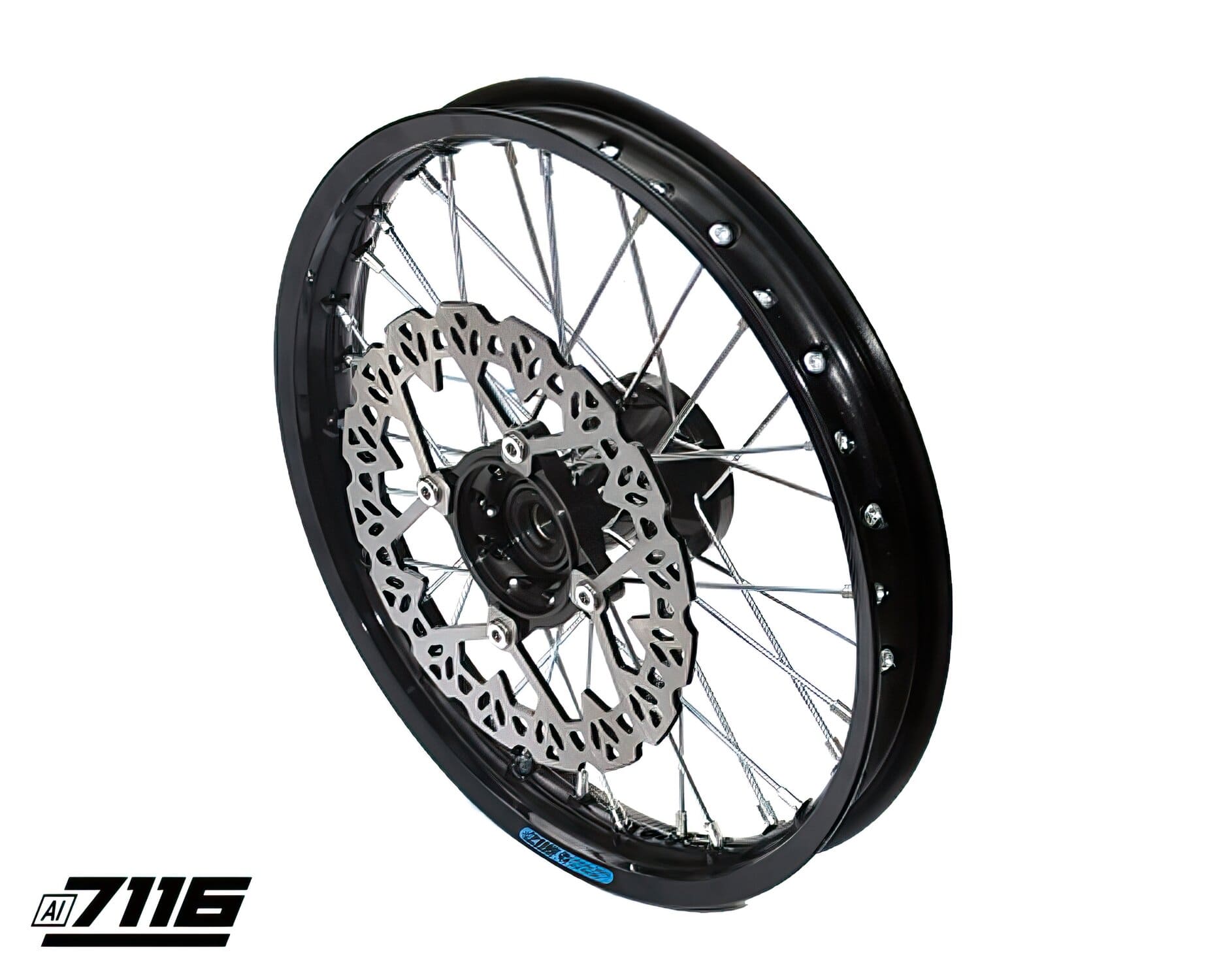 YCF-110-0601/BK Aluminum Front Wheel 1.4x14" - Black CNC Hub with Disc YCF Factory Pit Bike