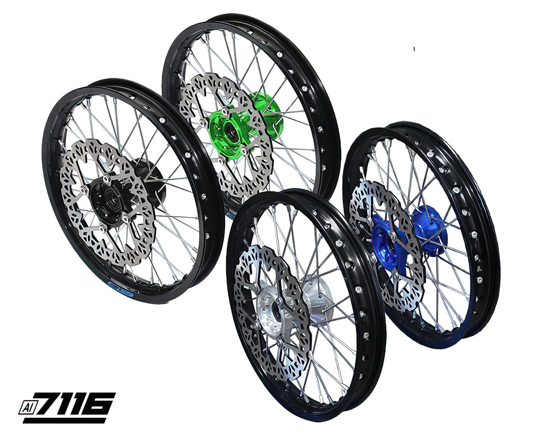 YCF-110-0601/SI Ruota anteriore alluminio 1.4x14" - mozzo CNC argenteo con disco YCF Factory Pit Bike