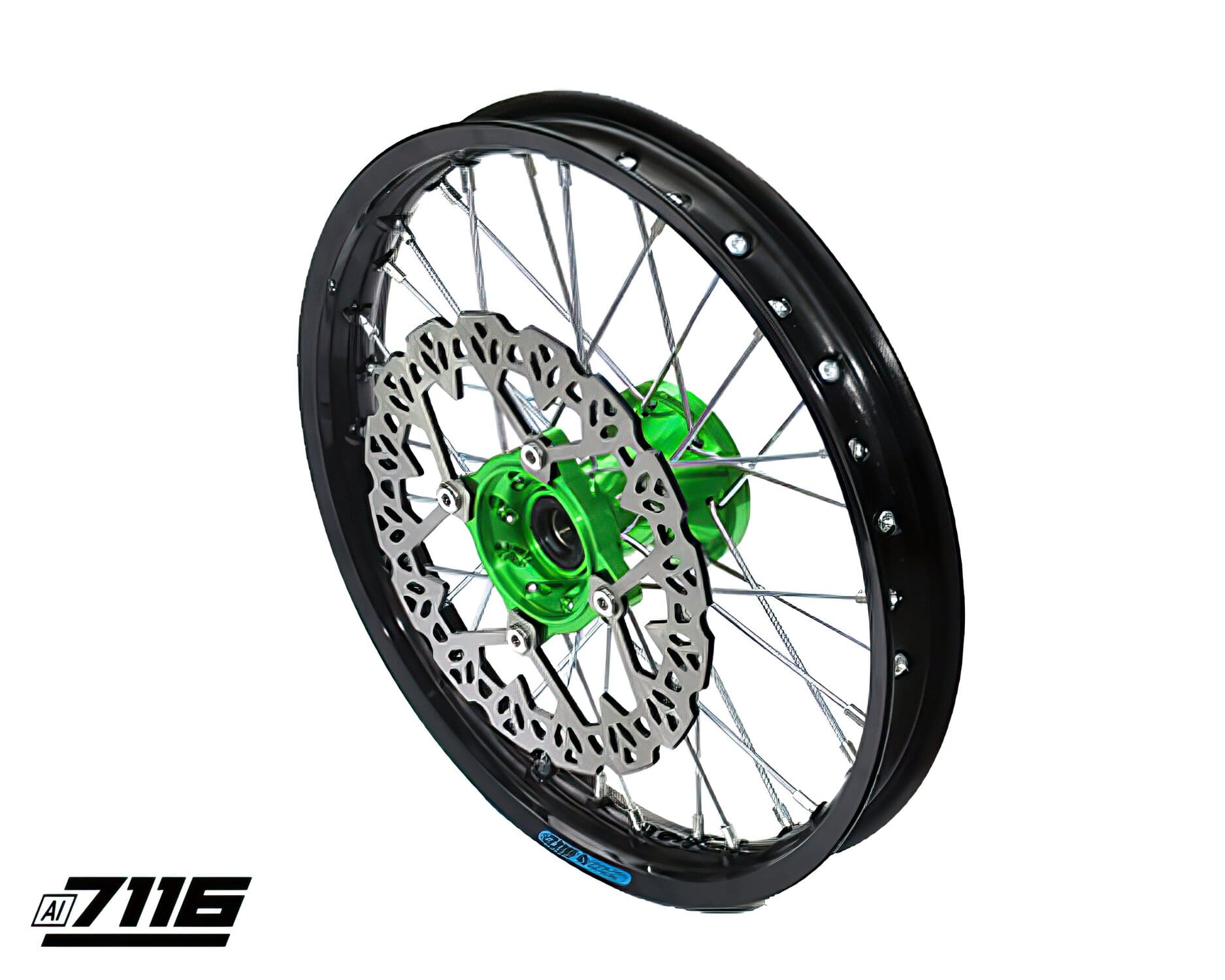 YCF-110-0601/GR Aluminum Front Wheel 1.4x14" - Green CNC Hub with Disc YCF Factory Pit Bike