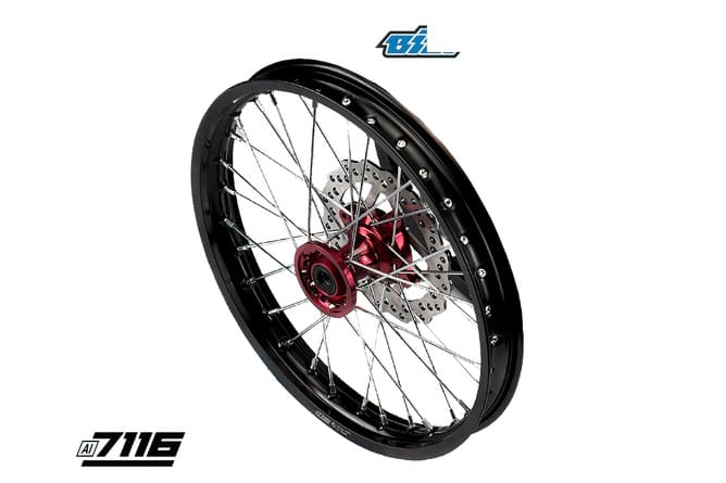 YCF-110-1101-63/RD Rear Wheel Aluminum 1.85x14" - Red CNC Hub with Disc + Crown YCF Factory Pit Bike