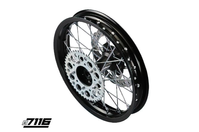 YCF-110-1101-69/BK Rear Wheel Aluminum 1.85x14" - Black CNC Hub with Disc + Crown YCF Factory Pit Bike