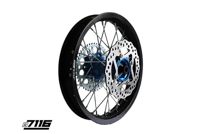 YCF-110-1101-69/BL Rear Wheel Aluminum 1.85x14" - Blue CNC Hub with Disc + Crown YCF Factory Pit Bike