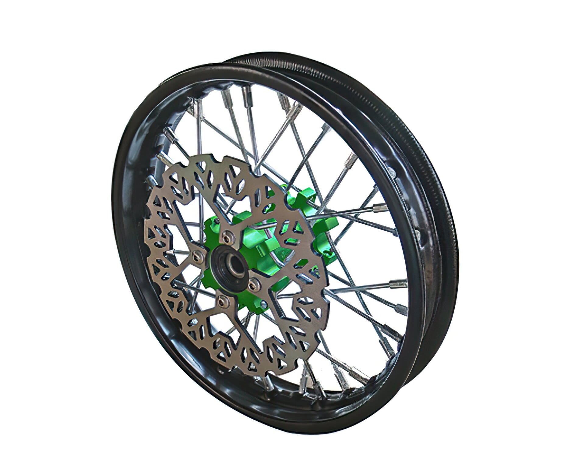 YCF-50-0611-01/GR Front Wheel - Green CNC Hub with Disc Pit Bike YCF50A