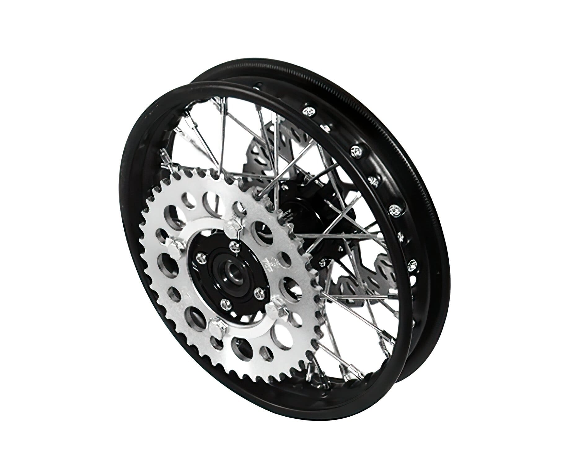 YCF-50-1101/BK Rear Wheel - Black CNC Hub with Disc + Crown Pit Bike YCF50A