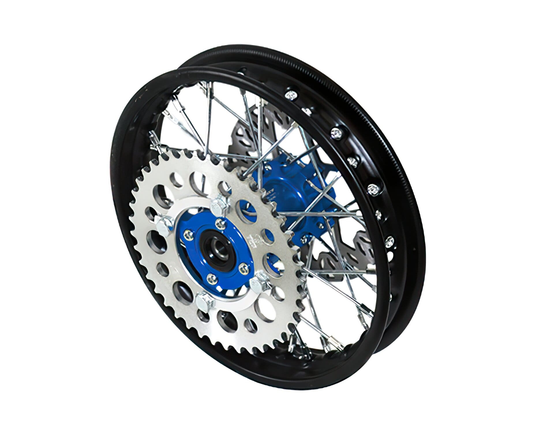 YCF-50-1101/BL Rear Wheel - Blue CNC Hub with Disc + Crown Pit Bike YCF50A