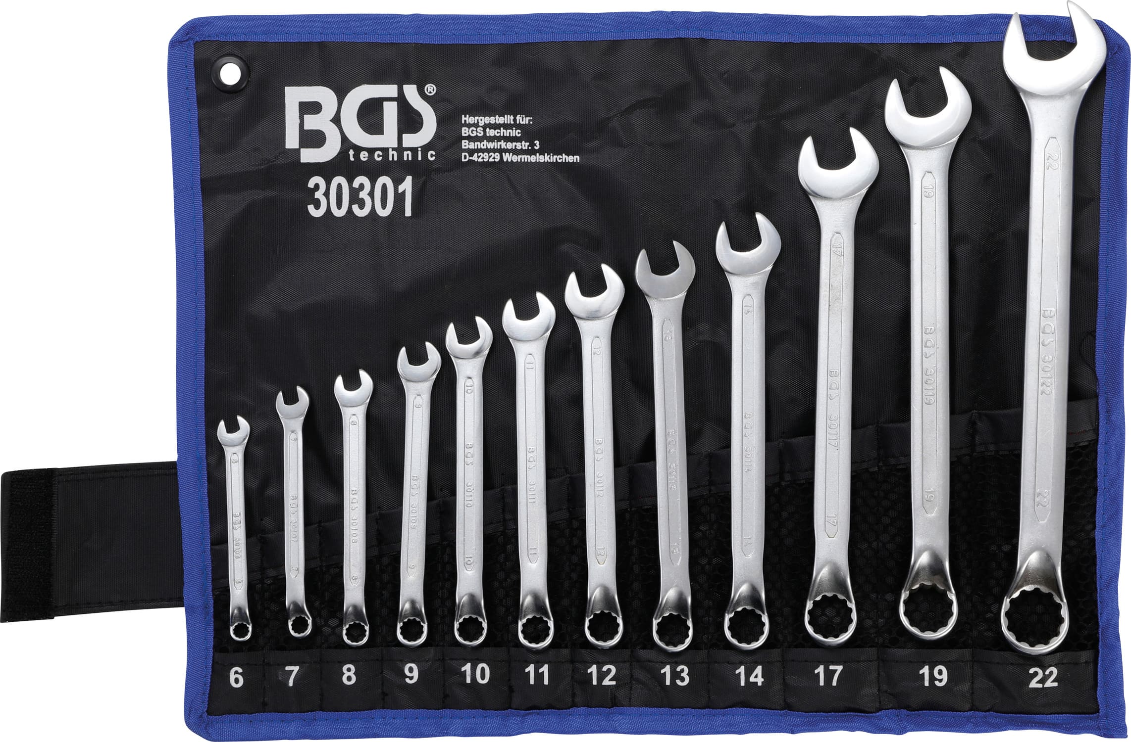 BGS30301 Set chiavi combinate BGS offset 6 - 22 mm 12 pz.