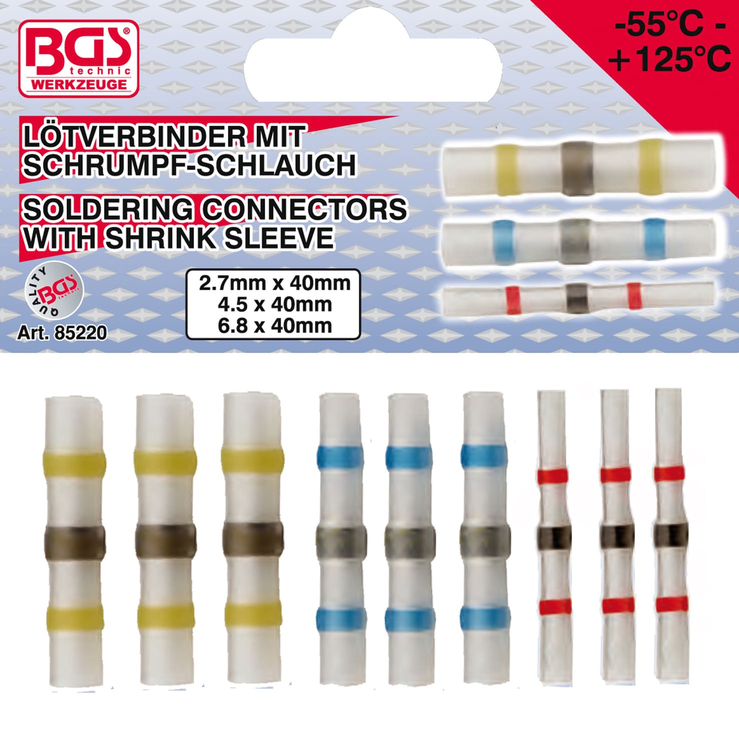 BGS85220 BGS Solder Connector Set with Heat Shrink Tube 9 pcs.