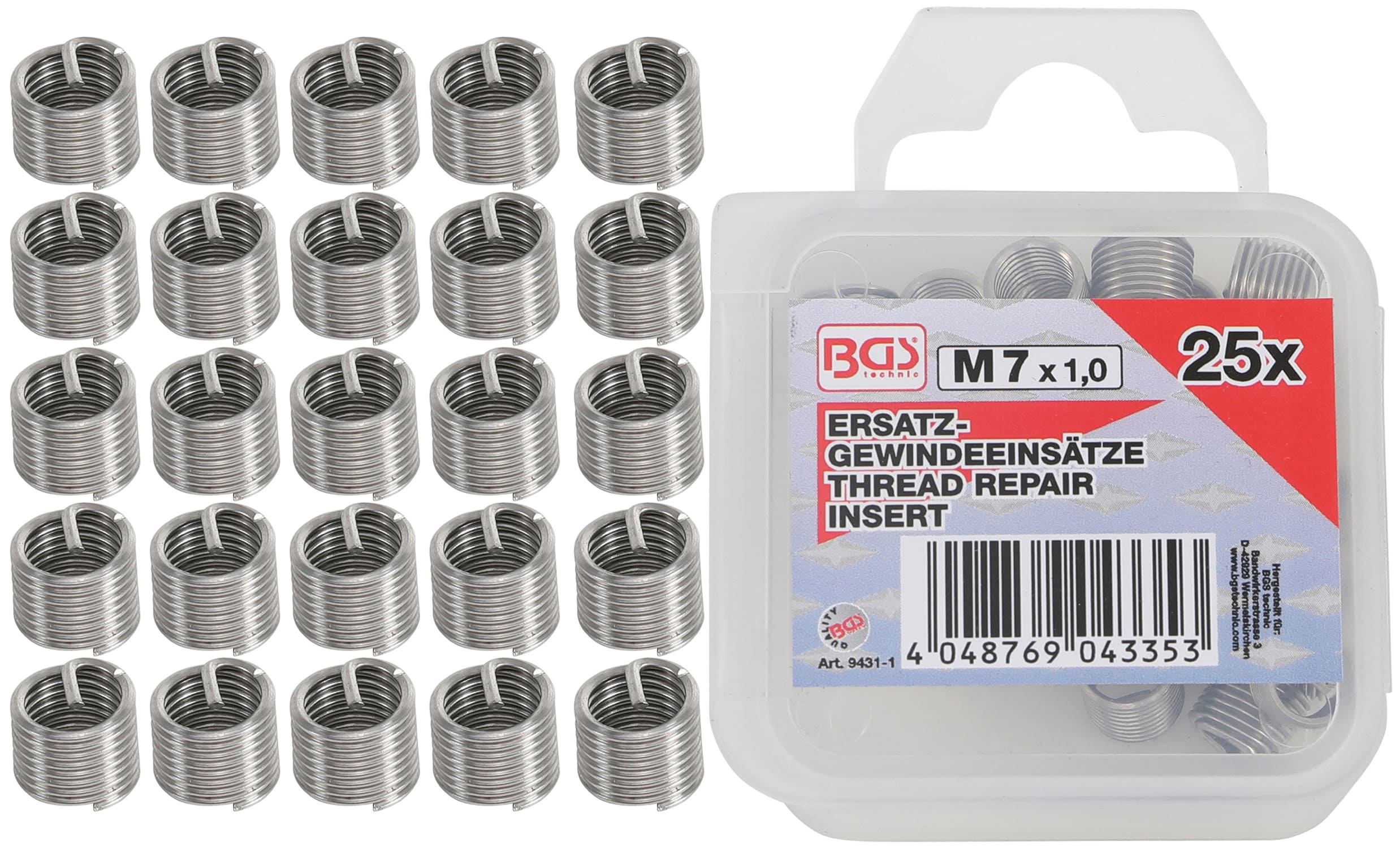 BGS9431-1 BGS threaded inserts M7 x 1.0 mm 25 pcs.