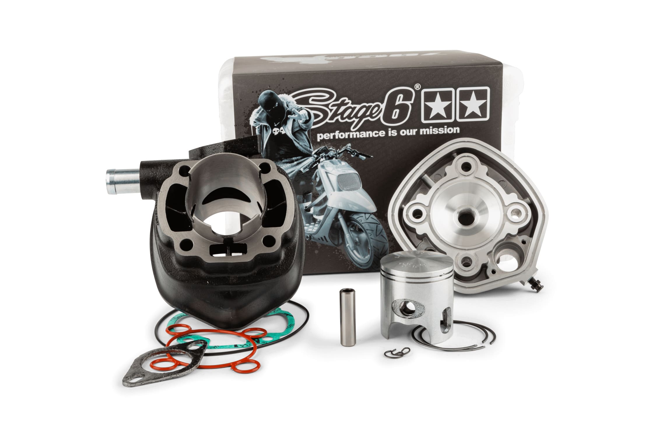 S6-7216651 Stage6 STREETRACE 70cc Cylinder Kit, Grey cast iron, d=47mm, Minarelli horizontal