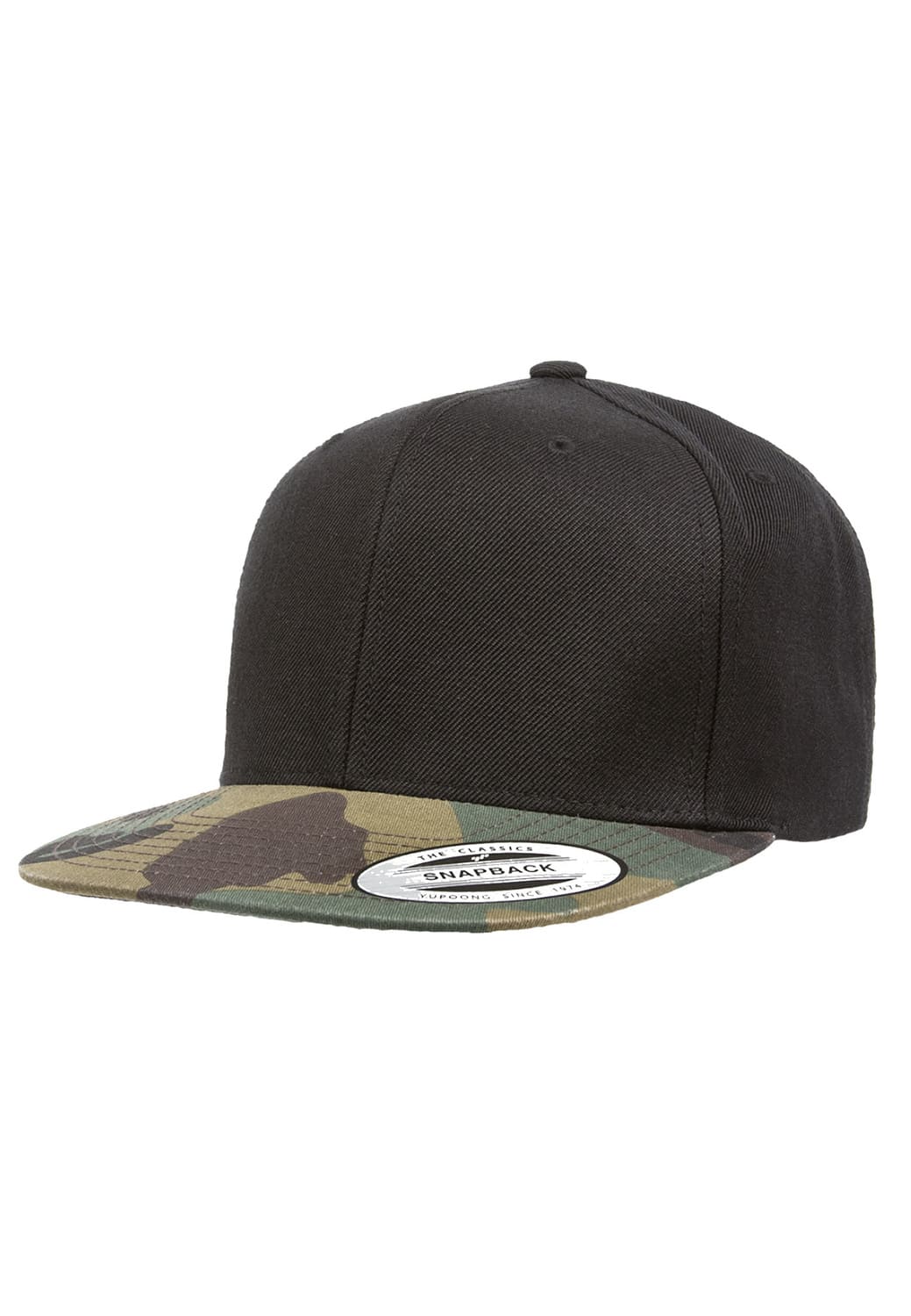 FF-6089TC-01393-0050 Classic 2-Tone Flexfit Camo Snapback Cap Black/Green Camo