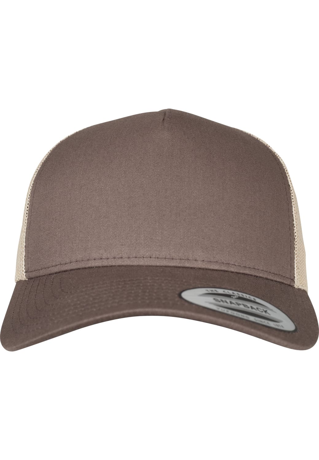 FF-6506T-00632-0050 5-Panel Retro 2-Tone Flexfit Trucker Hat Brown/Khaki