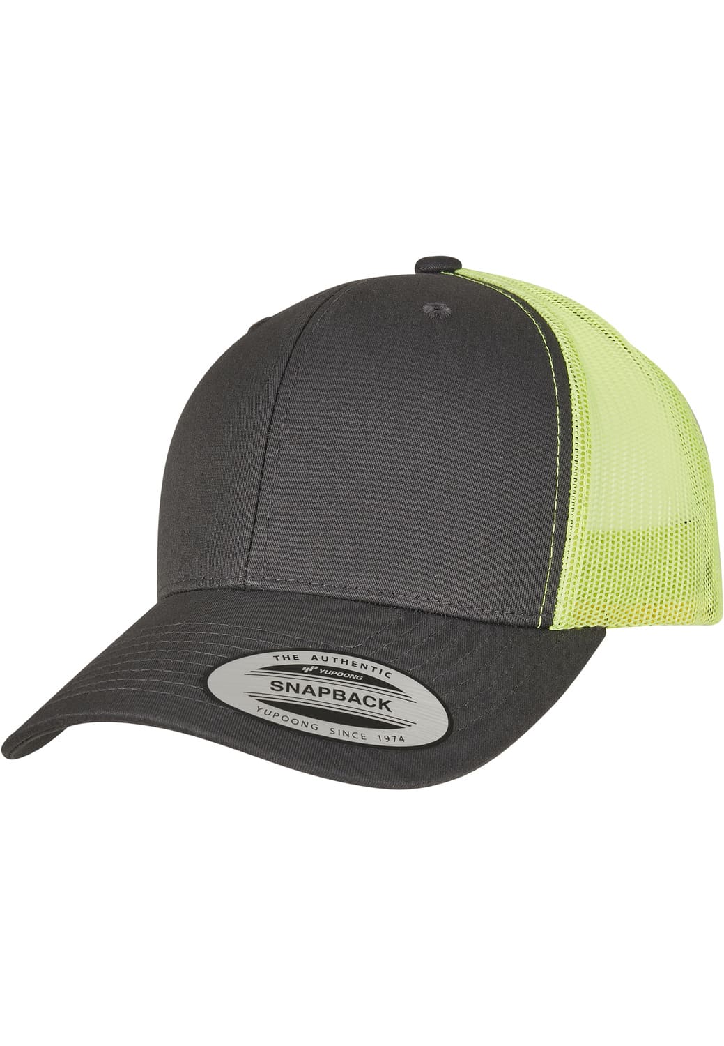 FF-6606T-02881-0050 Retro Flexfit 2-Tone charcoal/neon green trucker cap