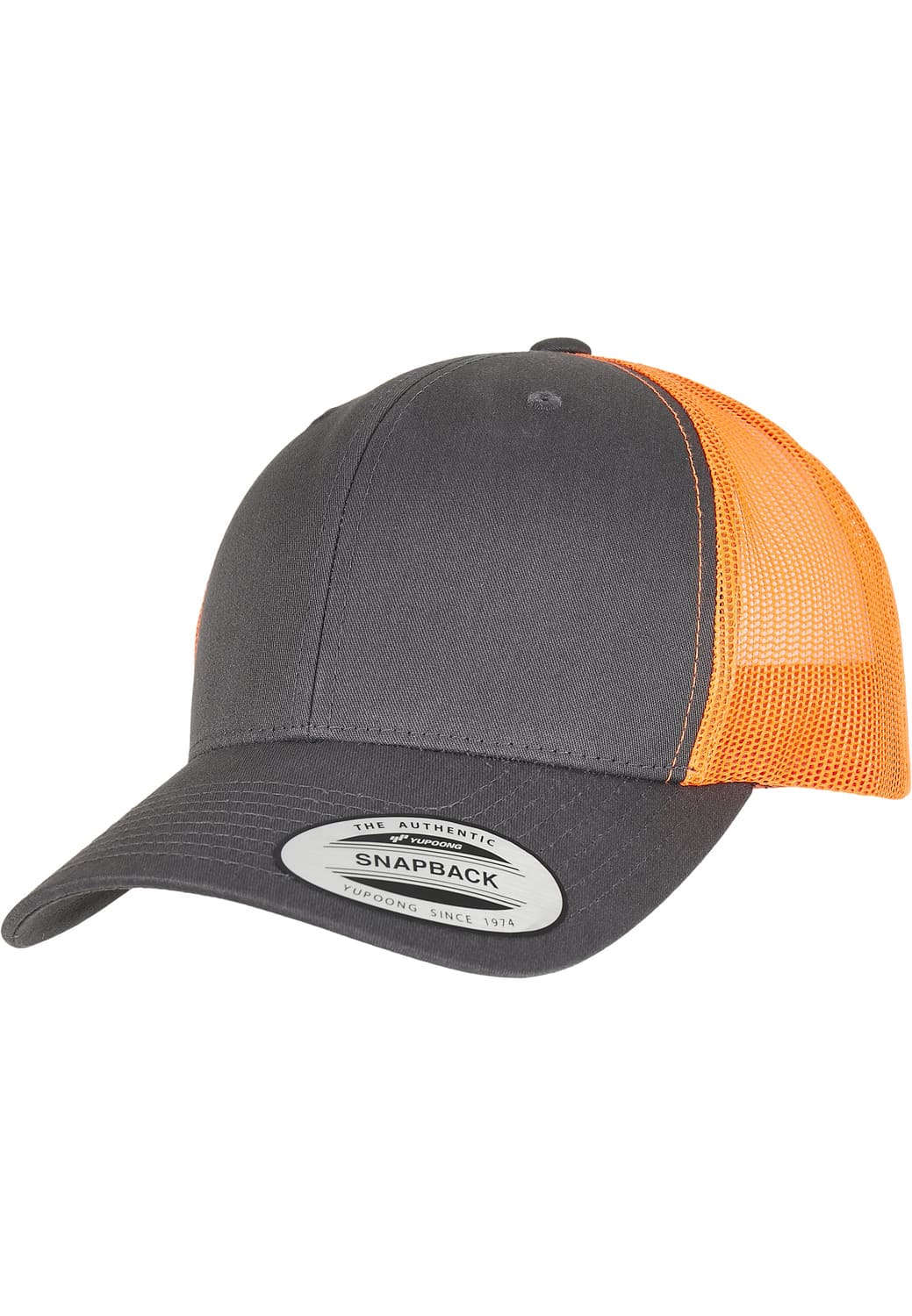 FF-6606T-02970-0050 Retro Flexfit 2-Tone Charcoal/Neon Orange Trucker Hat