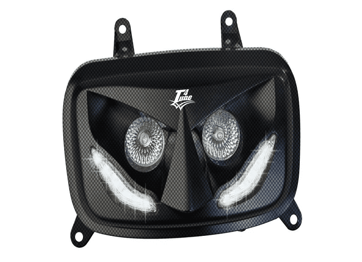 400450 maschera faro "booster '04" nera con leds bianchi