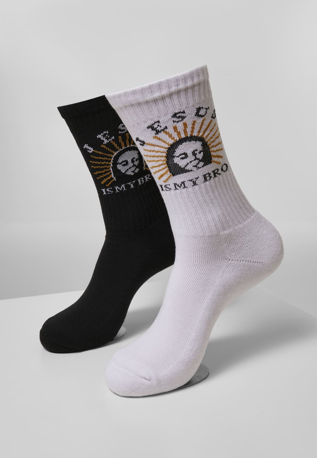 MT2076-00826-0080 Jesus Is My Bro Socks 2-pack black/white 35-38