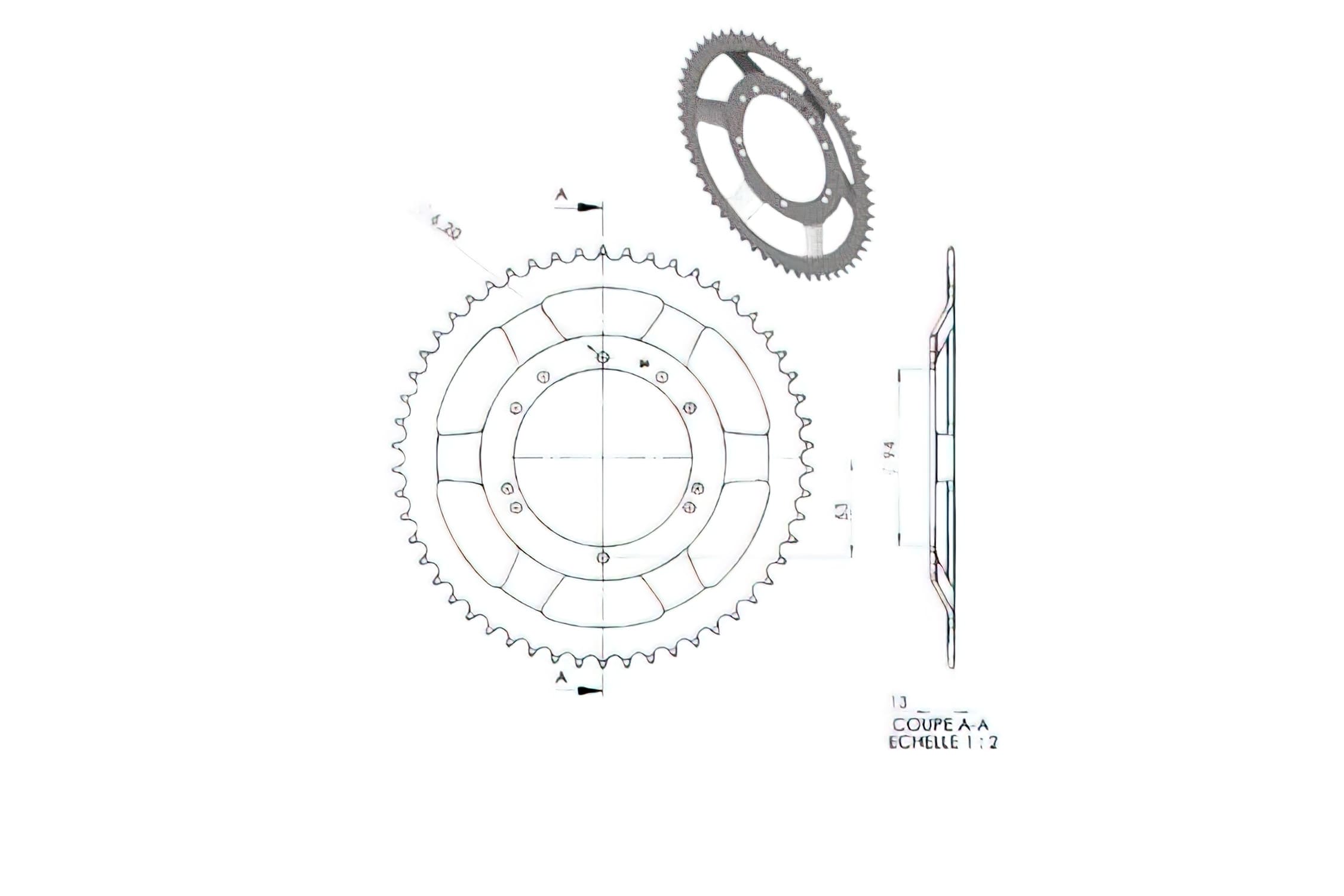 CGN2958 Crown 54 Teeth MBK 40 / 50, (diameter 94mm)