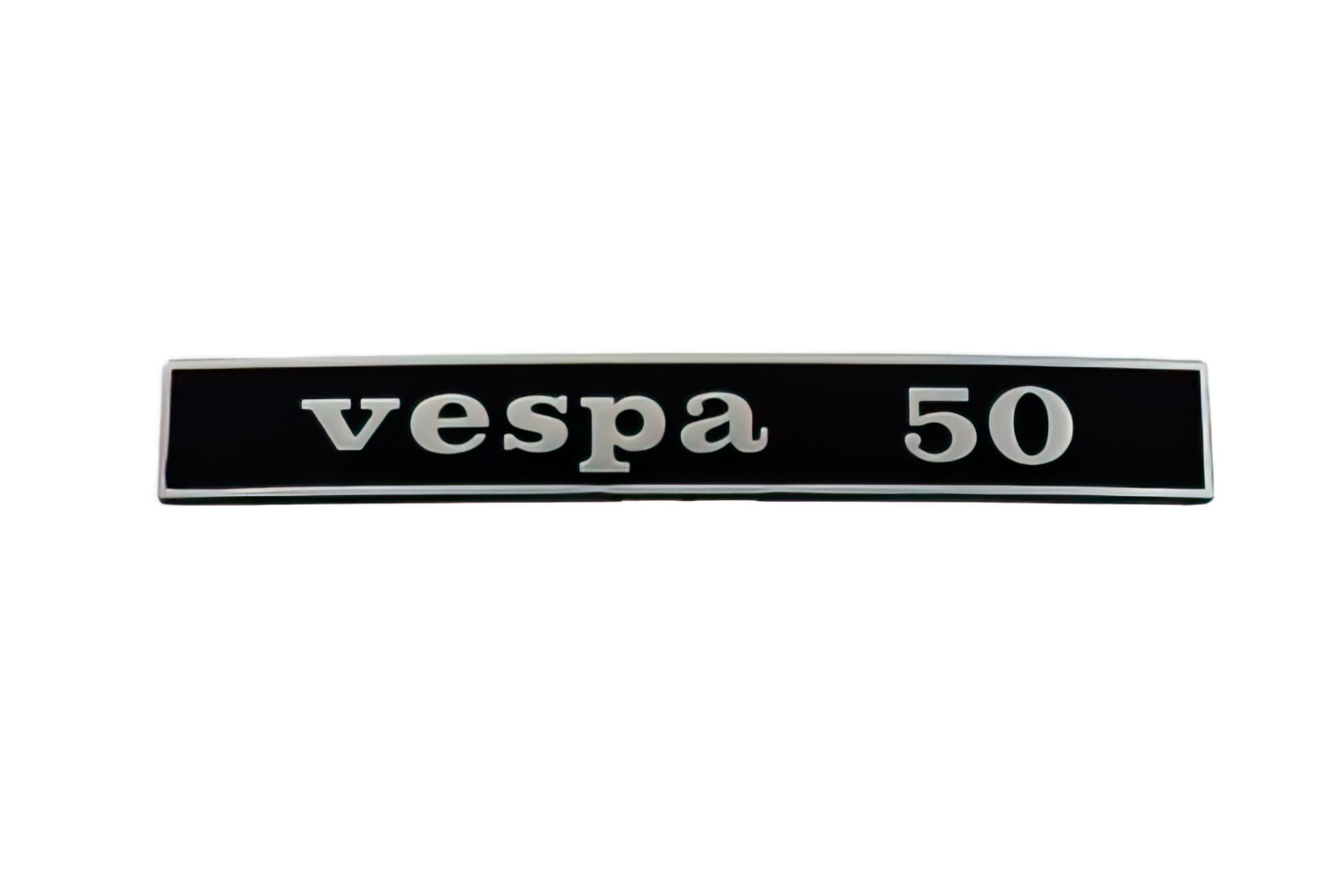 R142720530 Targhetta Vespa 50 nero / cromato