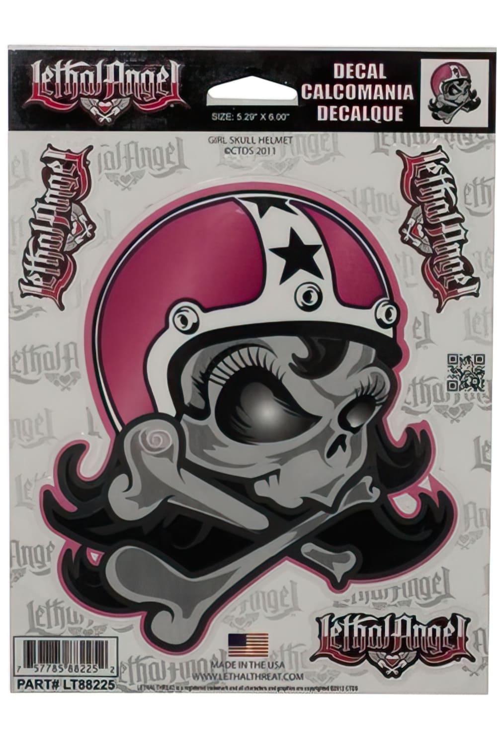 STICK-25484 Lethal Threat skull helmet girl sticker (15x20cm)