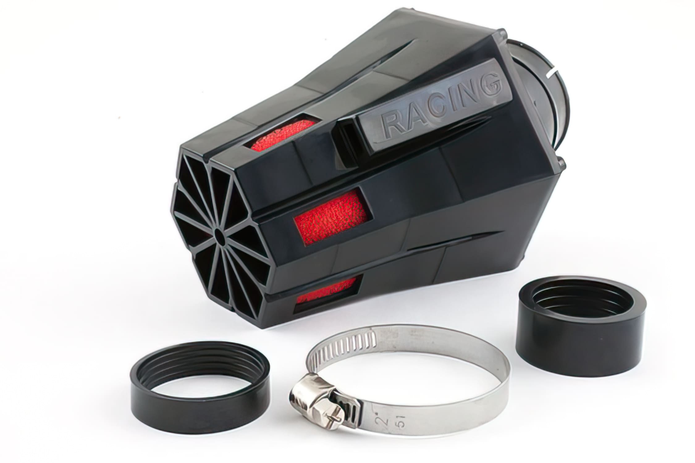 STR-335.00/BK Air Filter STR8 D.28-35mm Evo, 30° inclined, black / in red foam rubber