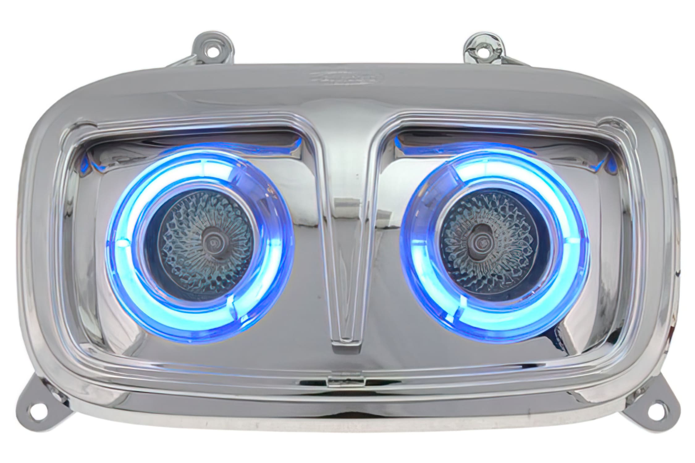 STR-612.32/CR Double Headlight Mask Style BM, MBK Booster / BW', Chrome / Neon Blue