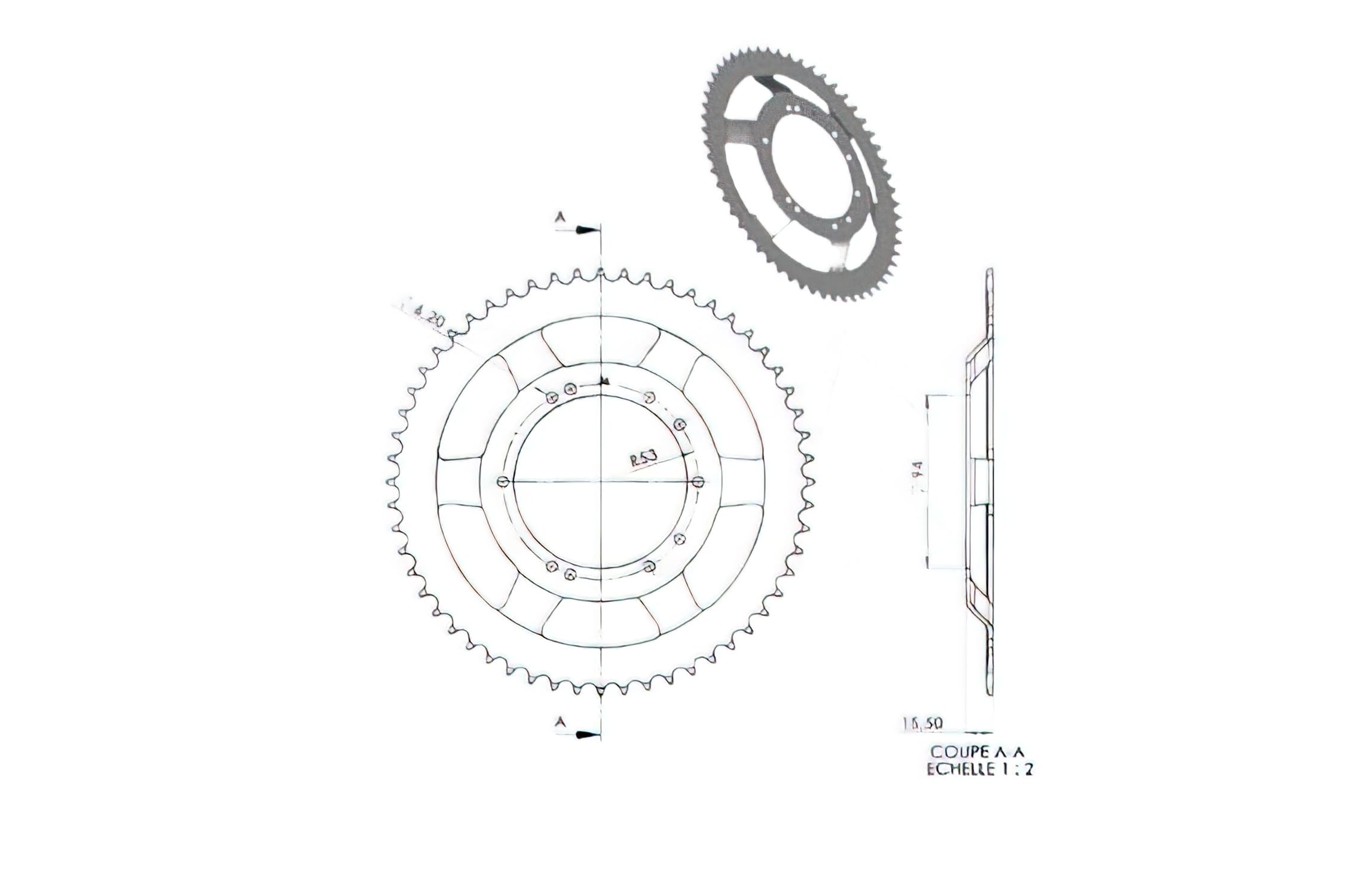 CGN2945 Crown, steel BTS 56 Teeth, Peugeot 103 (diameter 94mm)