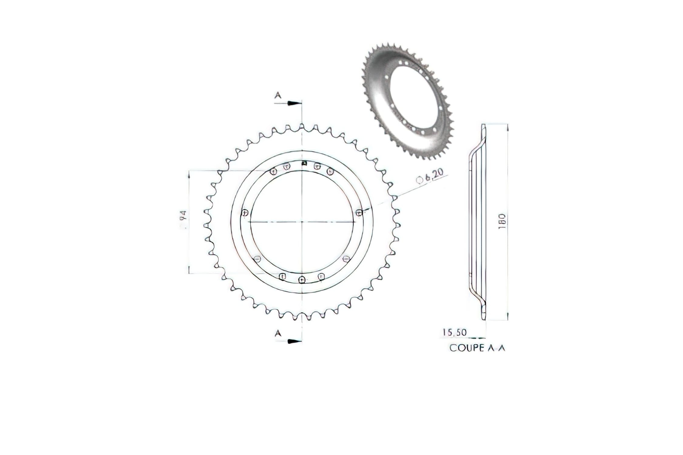 CGN2931 Crown, 43 Teeth, Peugeot 103 SL (diameter 94mm)