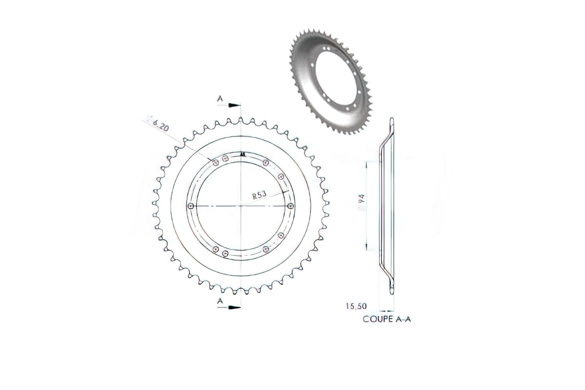 CGN2940 Crown, steel BTS 45 Teeth, Peugeot 103 (diameter 94mm)