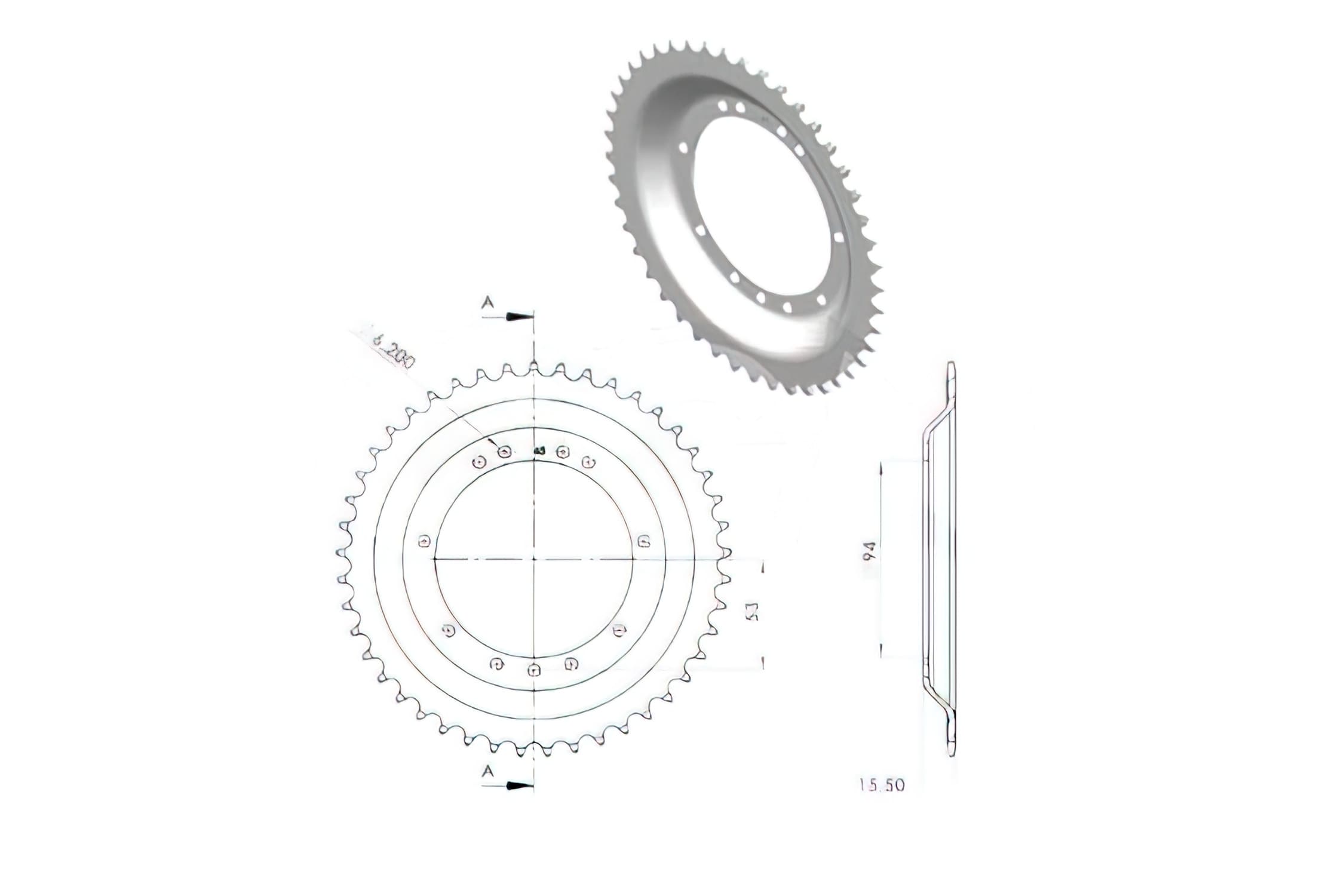 CGN2933 Crown, RYS 45 Teeth, Peugeot 103 (diameter 94mm)