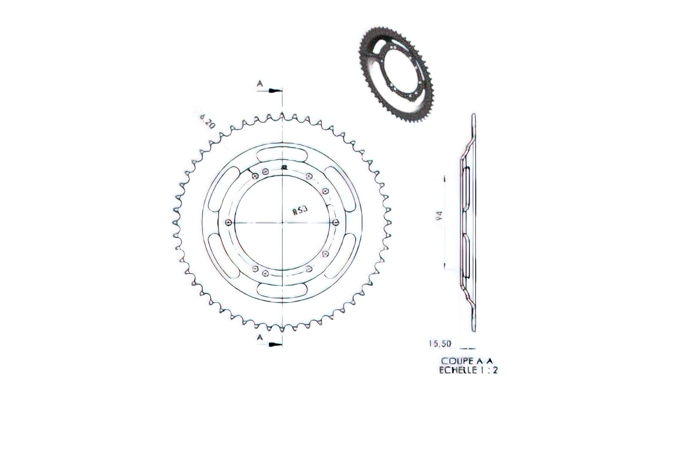 CGN2943 Crown 52 Teeth Peugeot 103 SP / MVL (Standard rim)