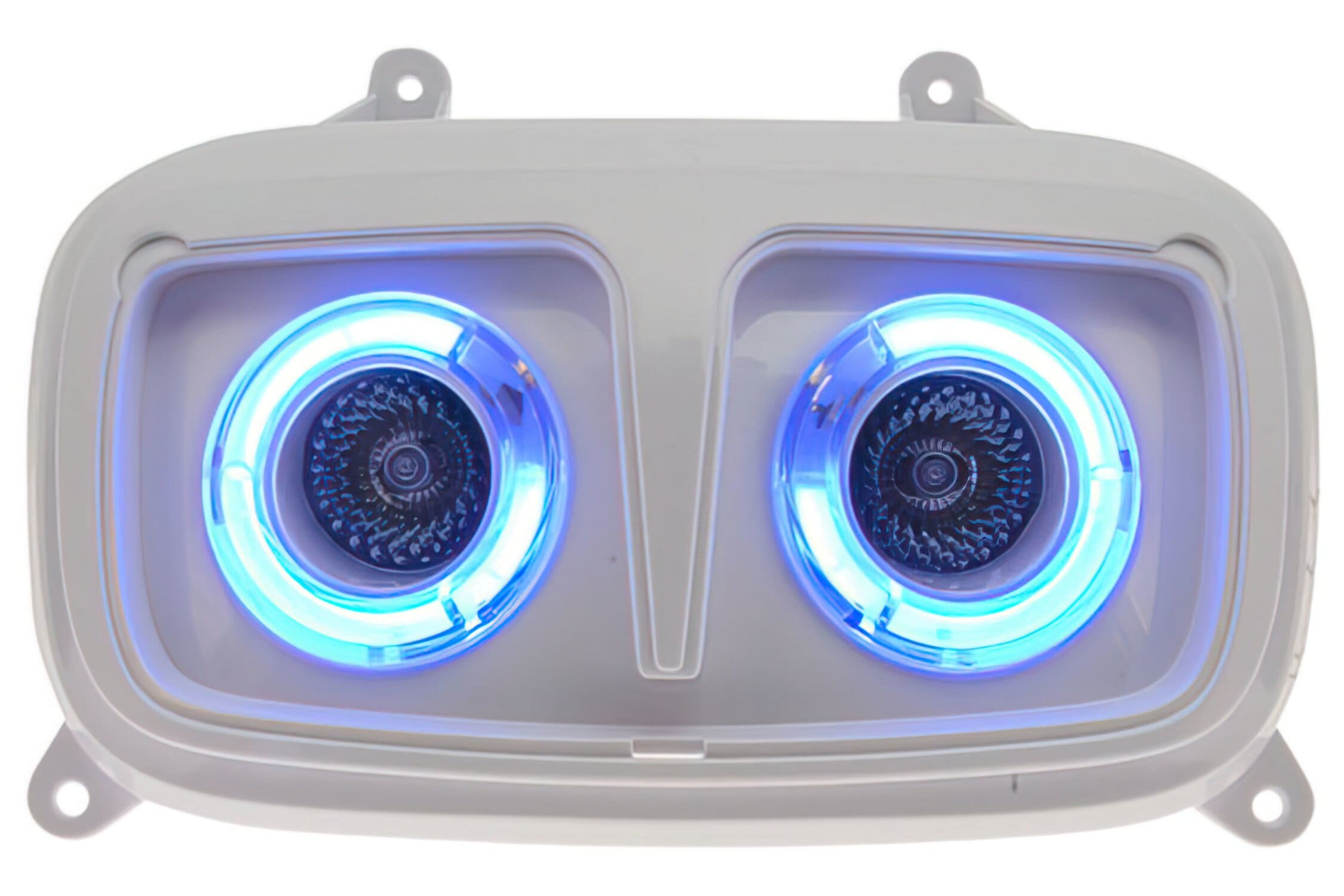 str-612.32/wh maschera anteriore str8 bianca con cornice a led blu per yamaha bws 2004 - mbk booster 2004