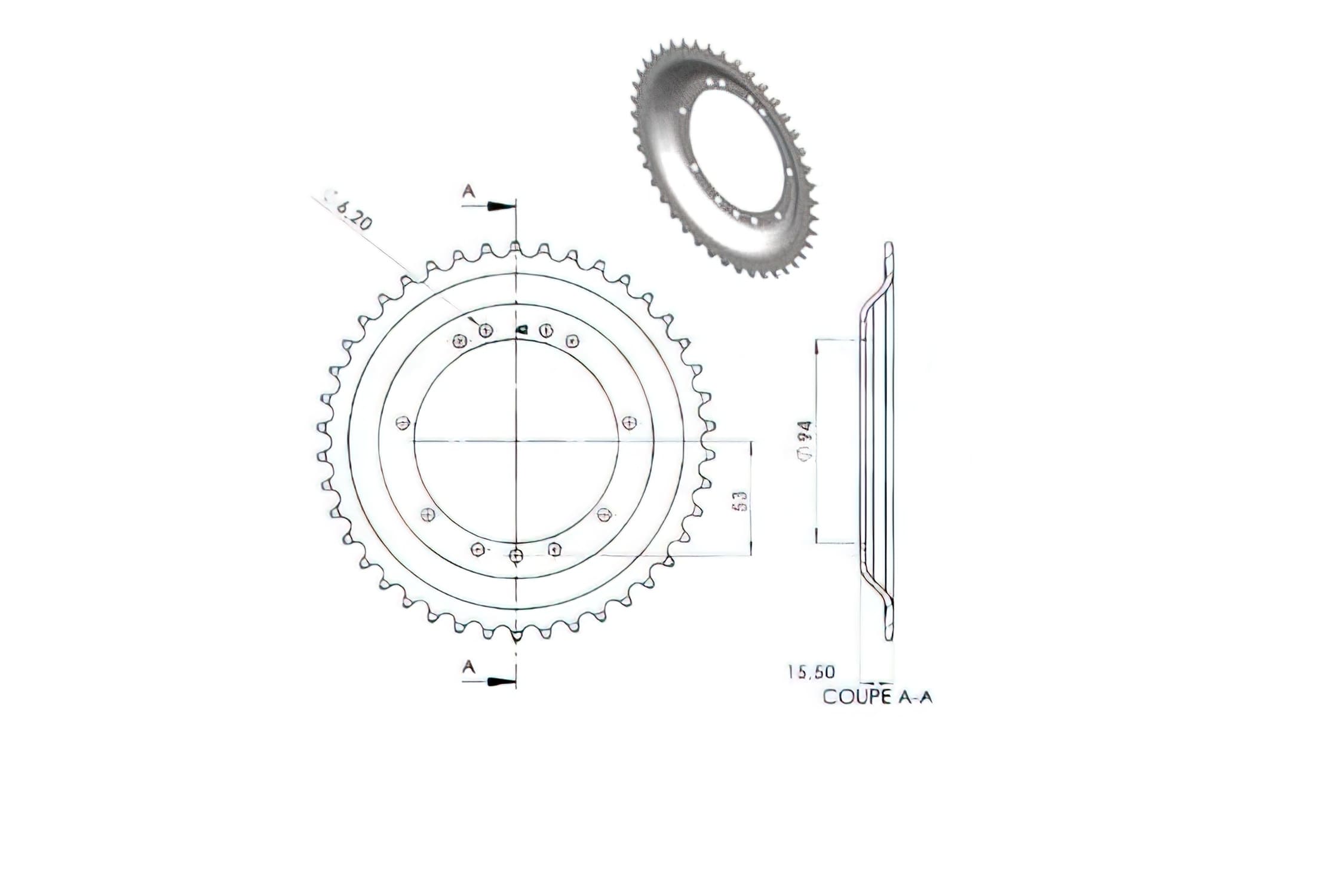 CGN244069 Crown, RYS 42 Teeth, Peugeot 103 (diameter 94mm)