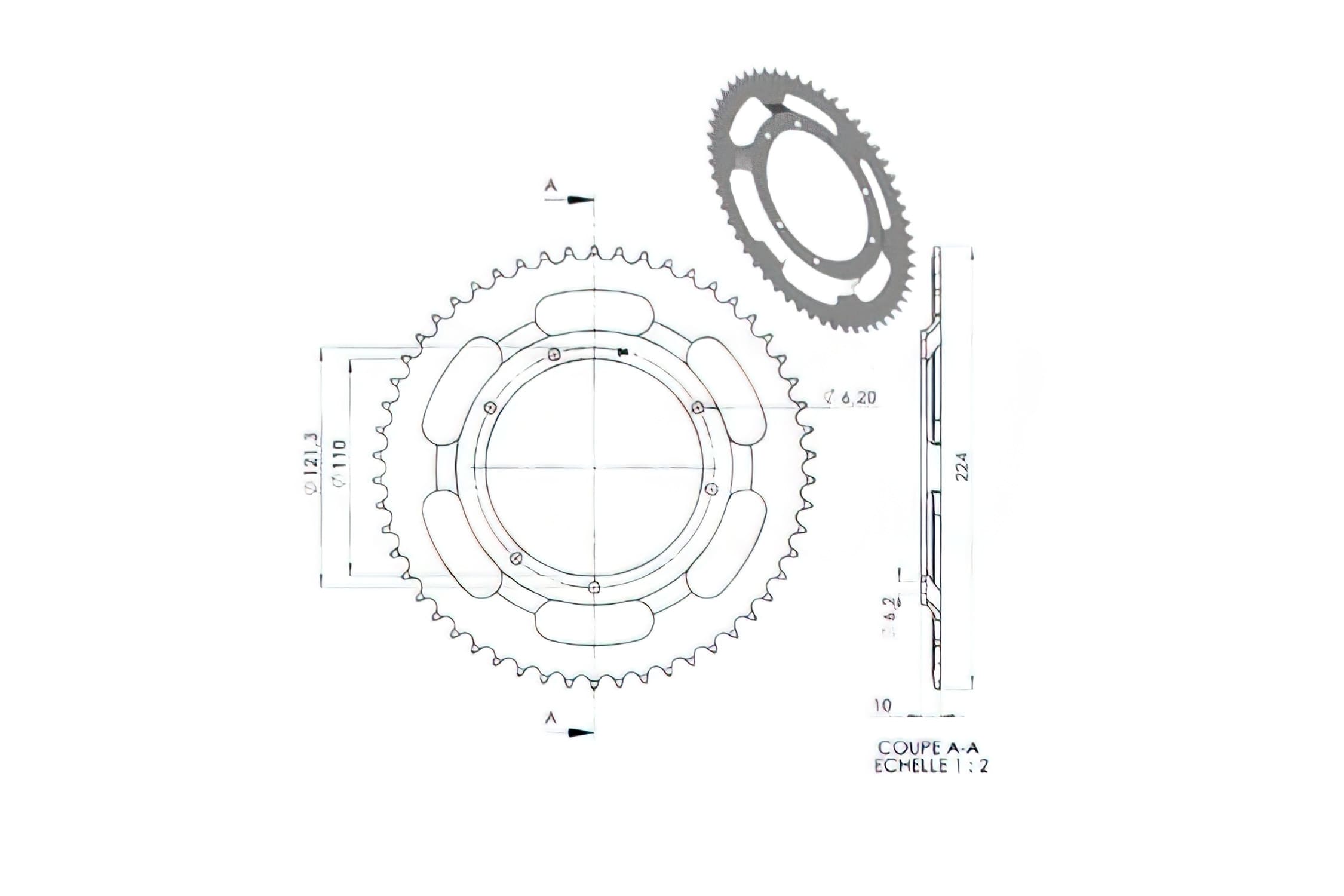 CGN2963 Crown 54 Teeth MBK 68 / 88 / 89, (diameter 110mm)