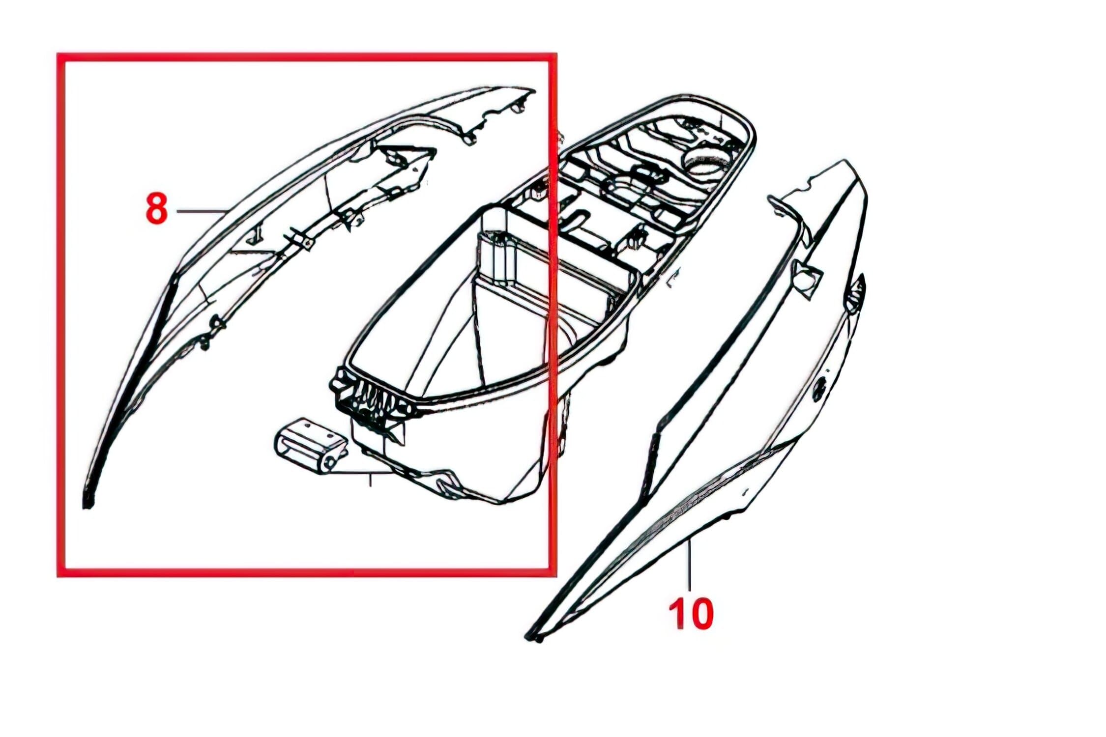 83500-LGB5-E10-NVP Right side panel white - original spare part Kymco Agility RS 50cc