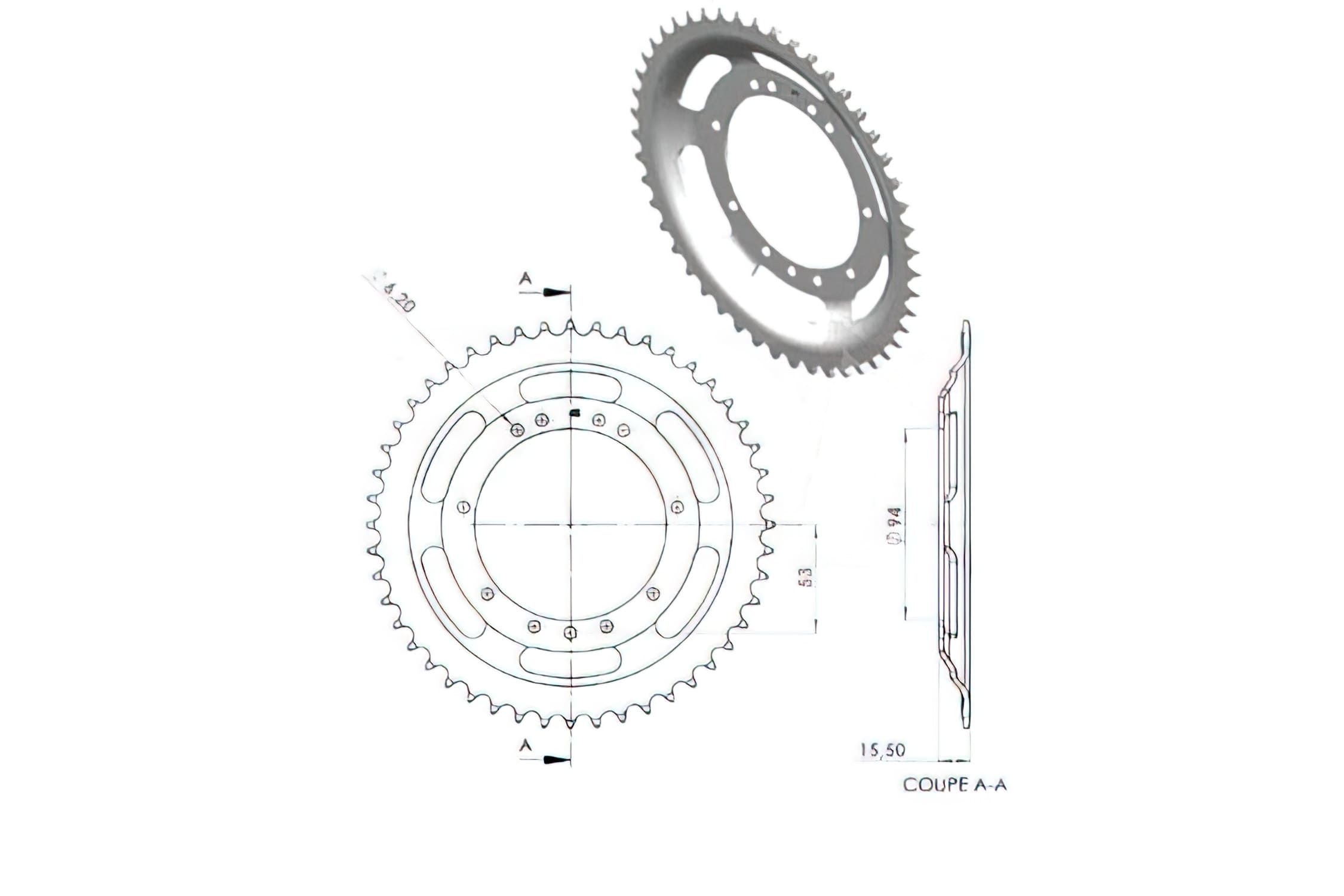 CGN2934 Crown, RYS 48 Teeth, Peugeot 103 (diameter 94mm)