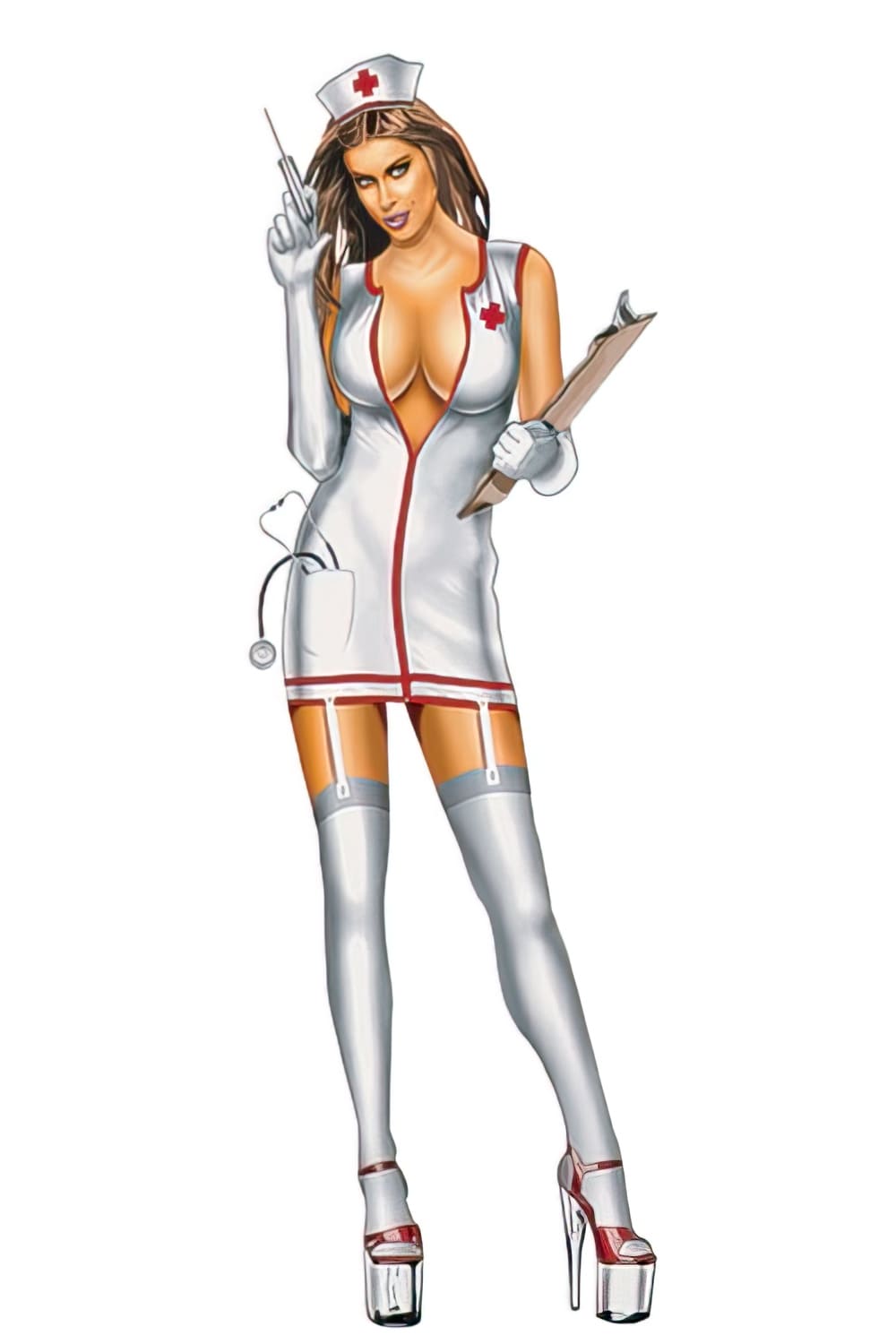 STICK-33628 Lethal Threat pin up Nurse sticker 7x25cm