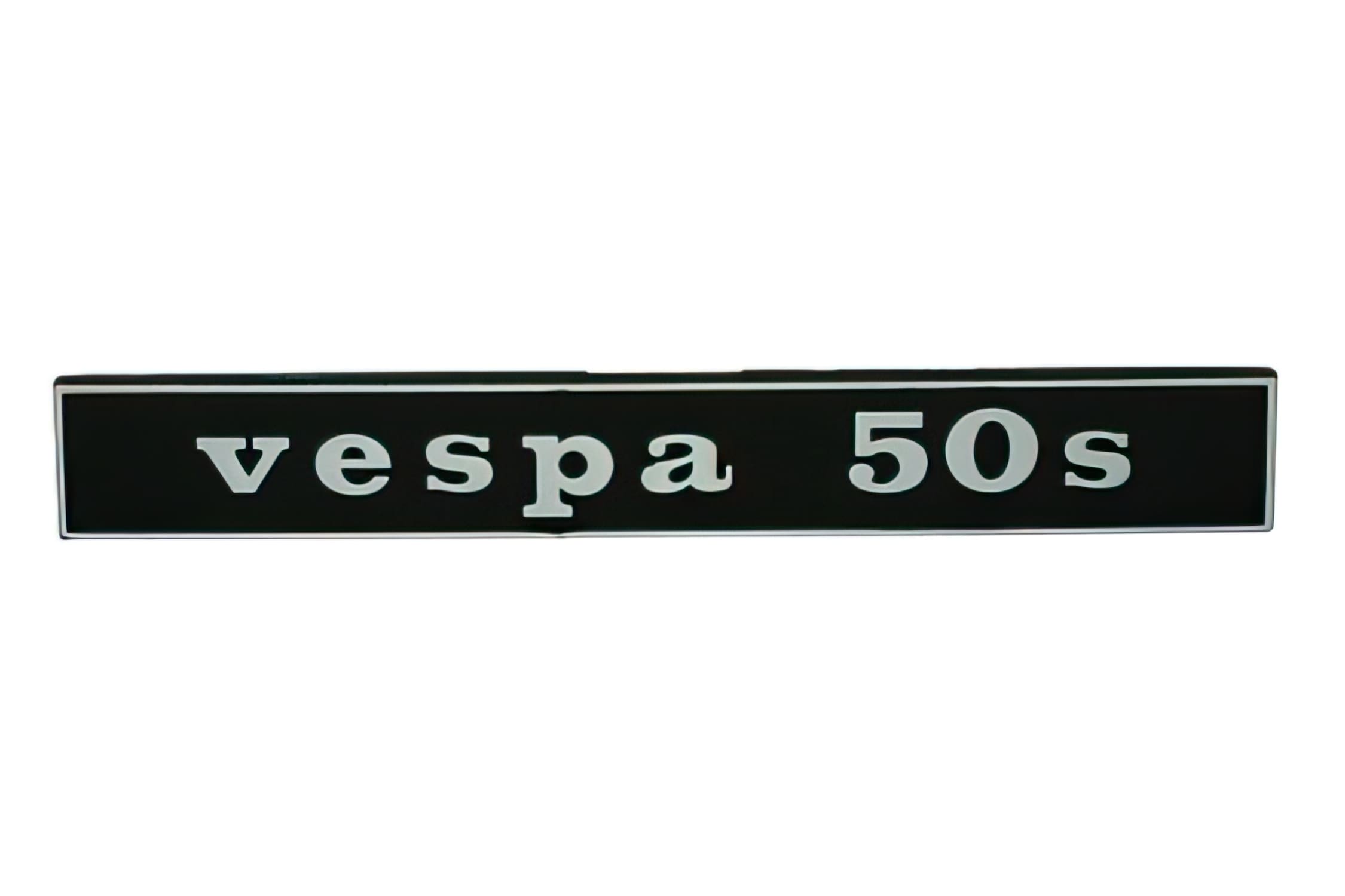 R142720540 Targhetta Vespa 50 S nero / cromato