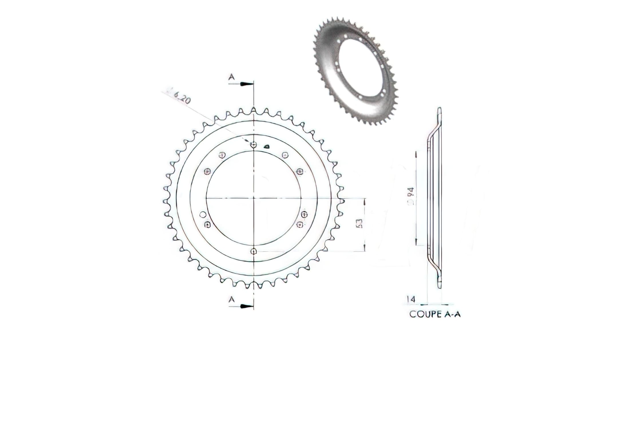 CGN2957 Crown 44 Teeth MBK 40 / 50mm, (diameter 94mm)