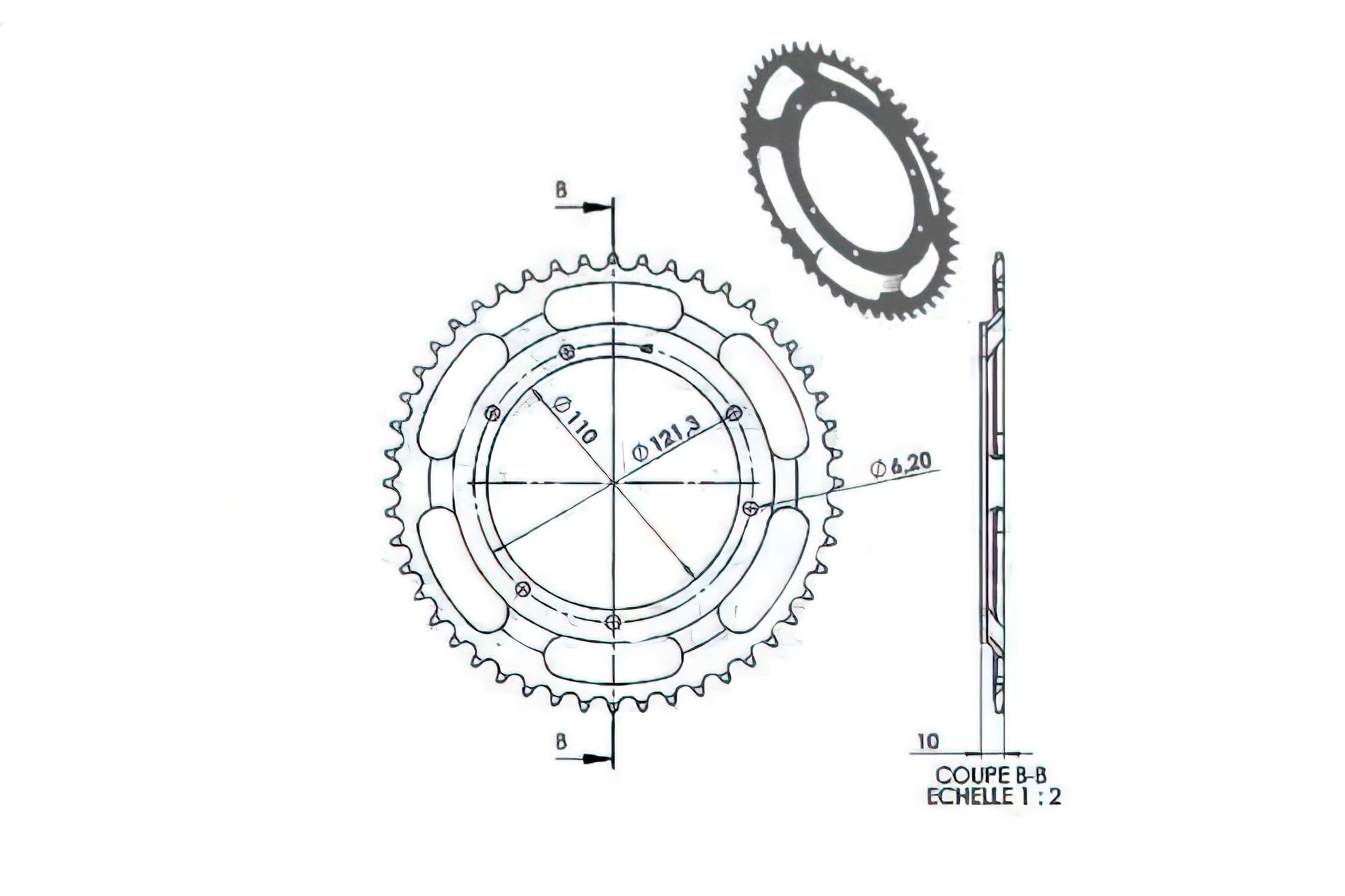 CGN487353 Replacement crown 48 Teeth, 6 Holes D.110mm MBK 68 / 88 / 89