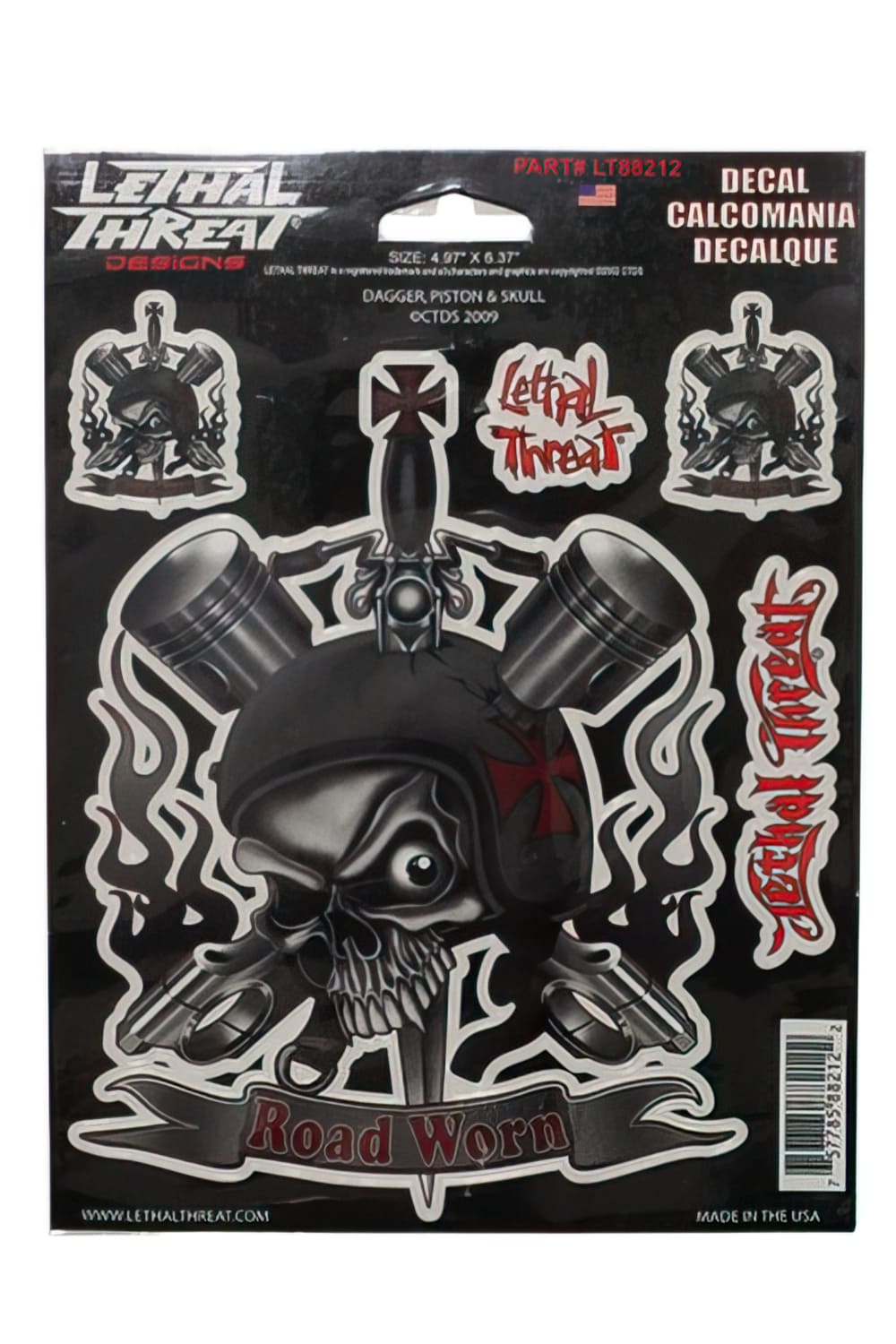 STICK-25483 Lethal Threat skull dagger piston sticker (15x20cm)