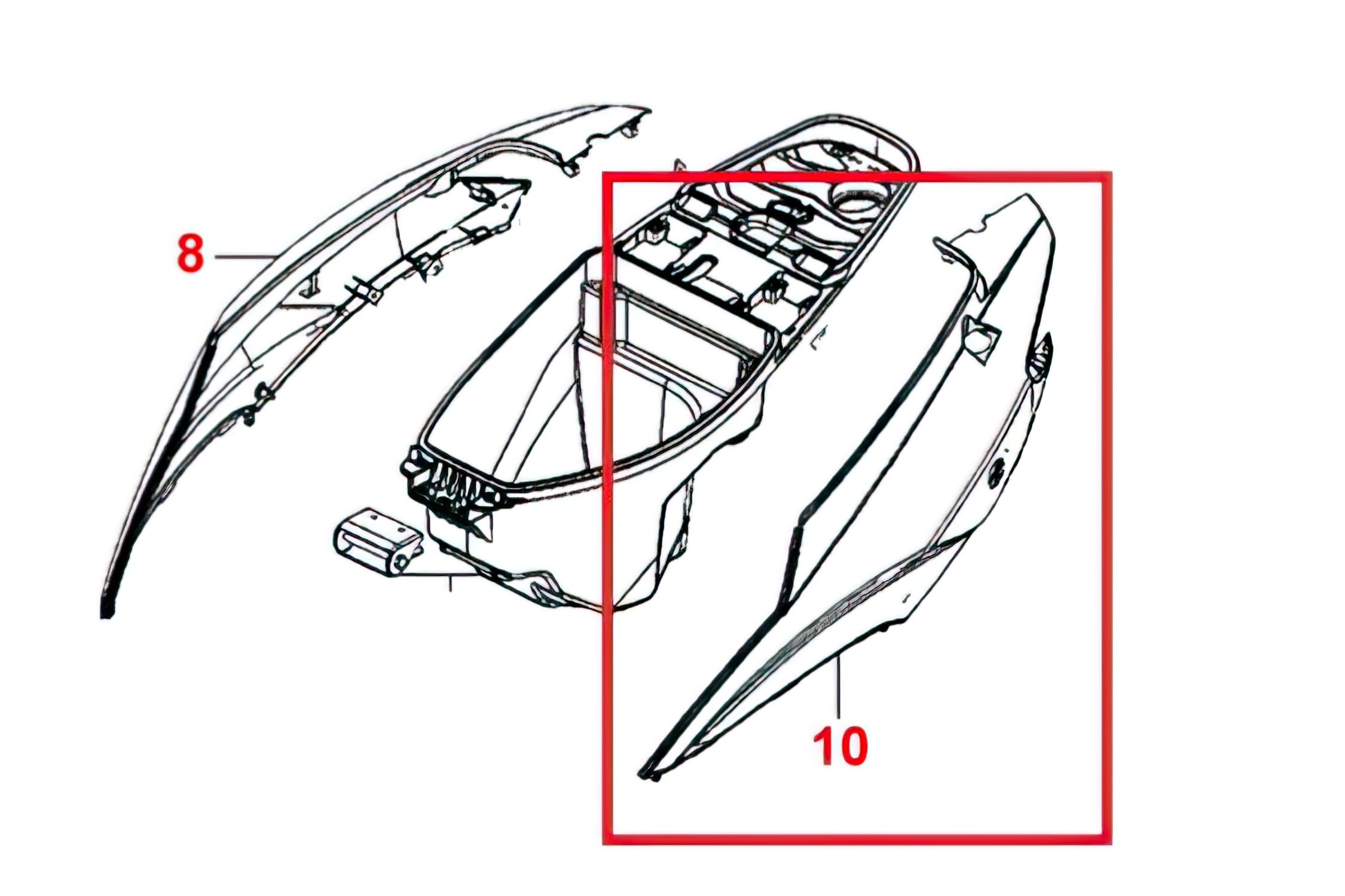 83600-LGB5-E10-N1P Left side panel black - original spare part Kymco Agility RS 50cc